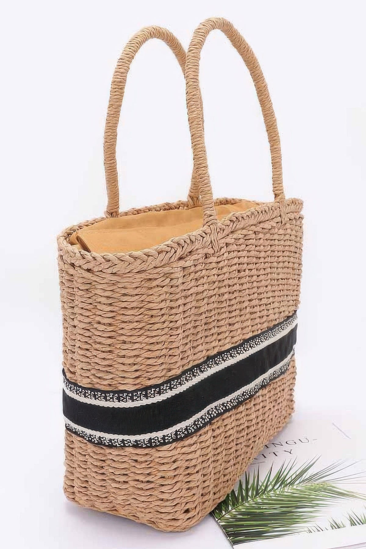 Faux Straw Tote Bag