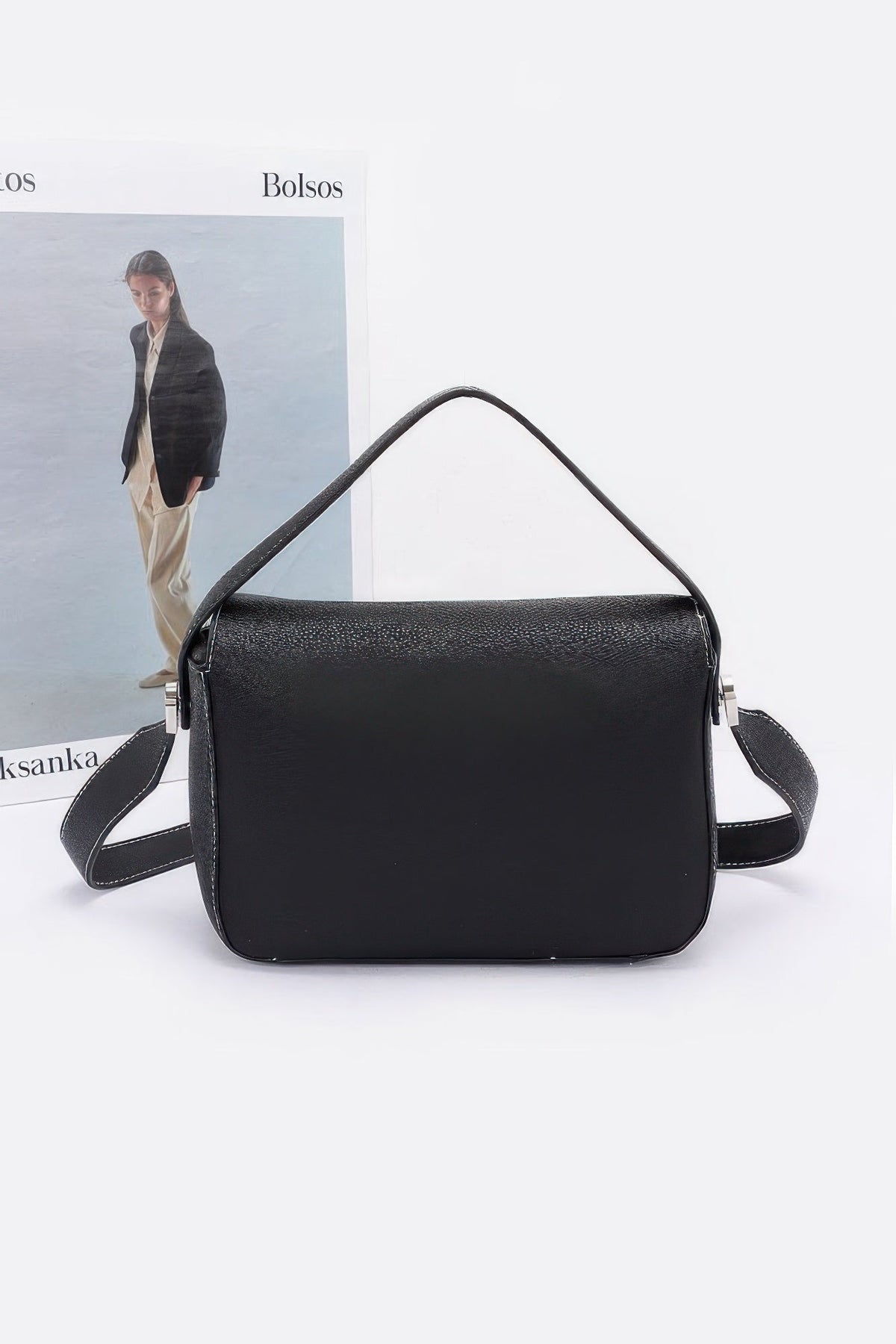 Faux Leather Crossbody Handle Bag