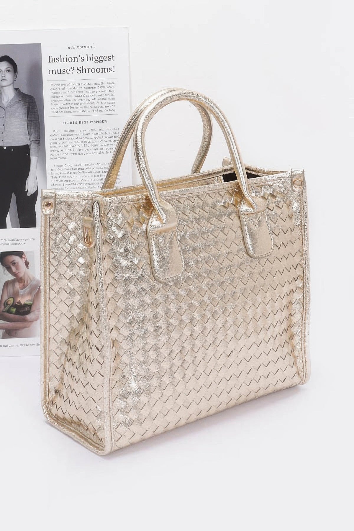 Metallic Braided Tote Bag