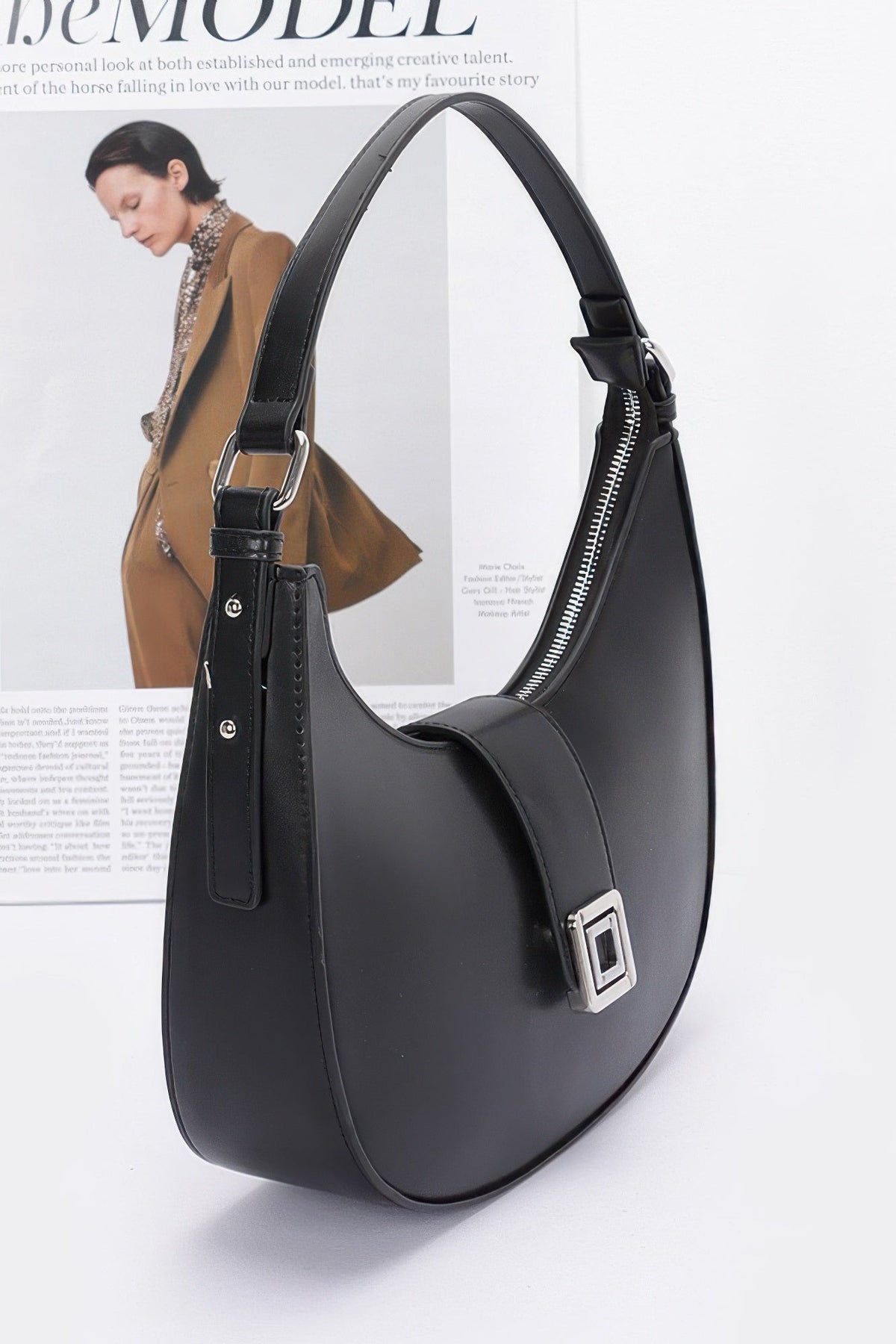 Faux Leather Hobo Bag
