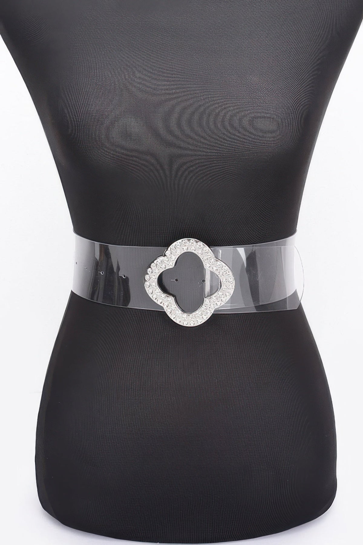Rhinestone Metal Buckle Clear Belt