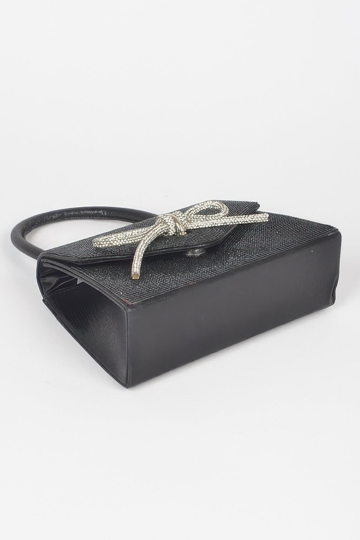 Rhinestone Ribbon Top Handle Bag