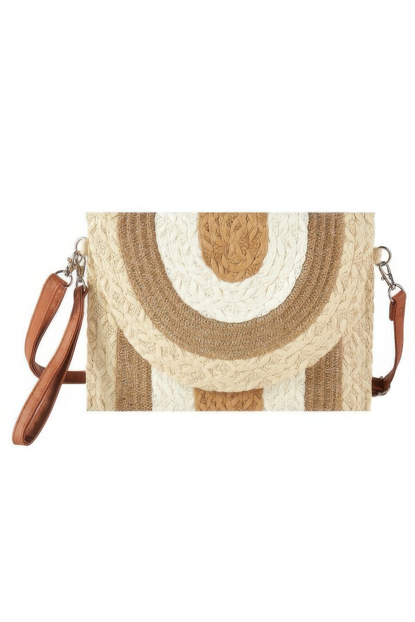 Metallic Lined Multicolor Straw Clutch crossbody bag