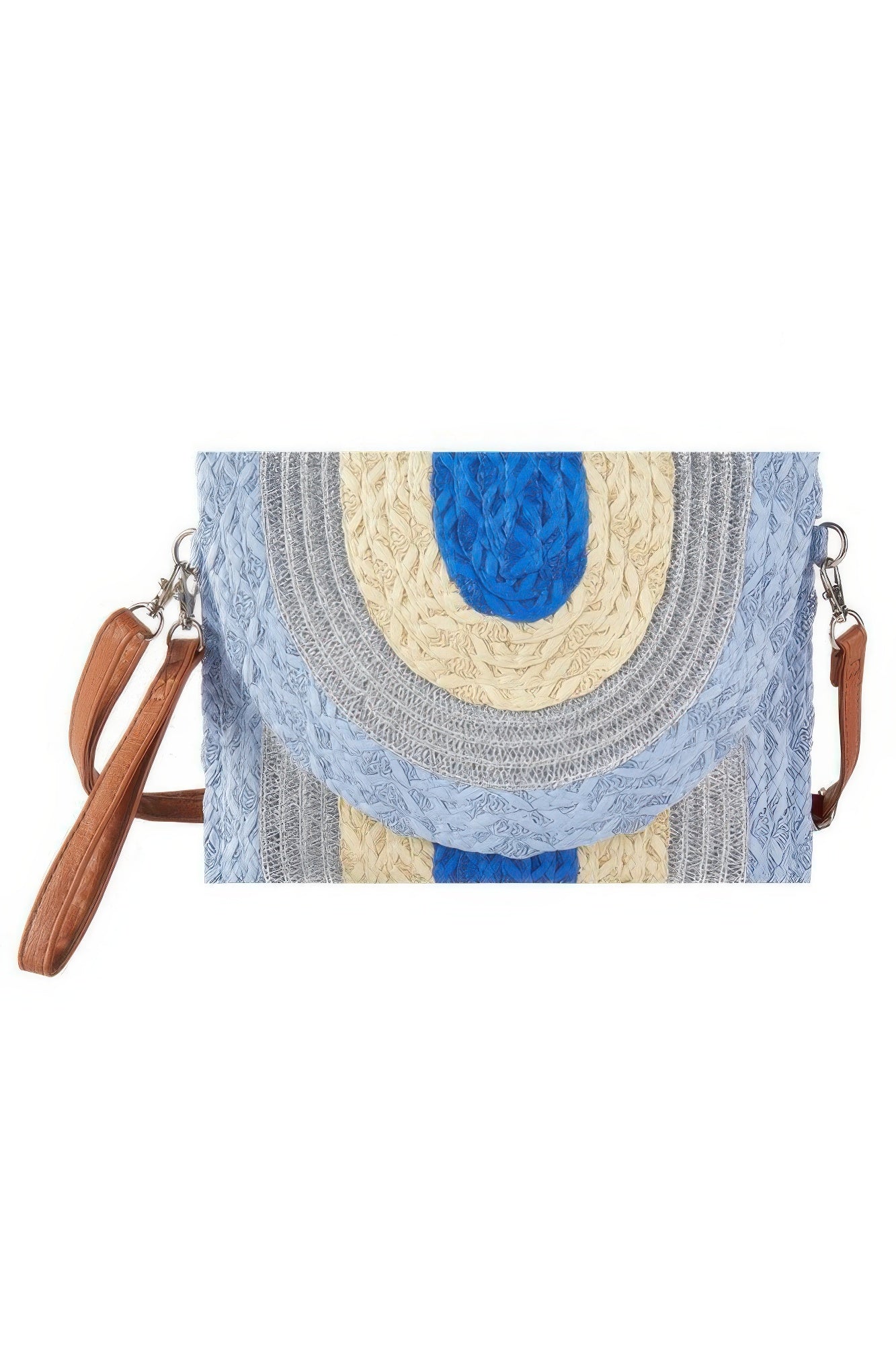 Metallic Lined Multicolor Straw Clutch crossbody bag
