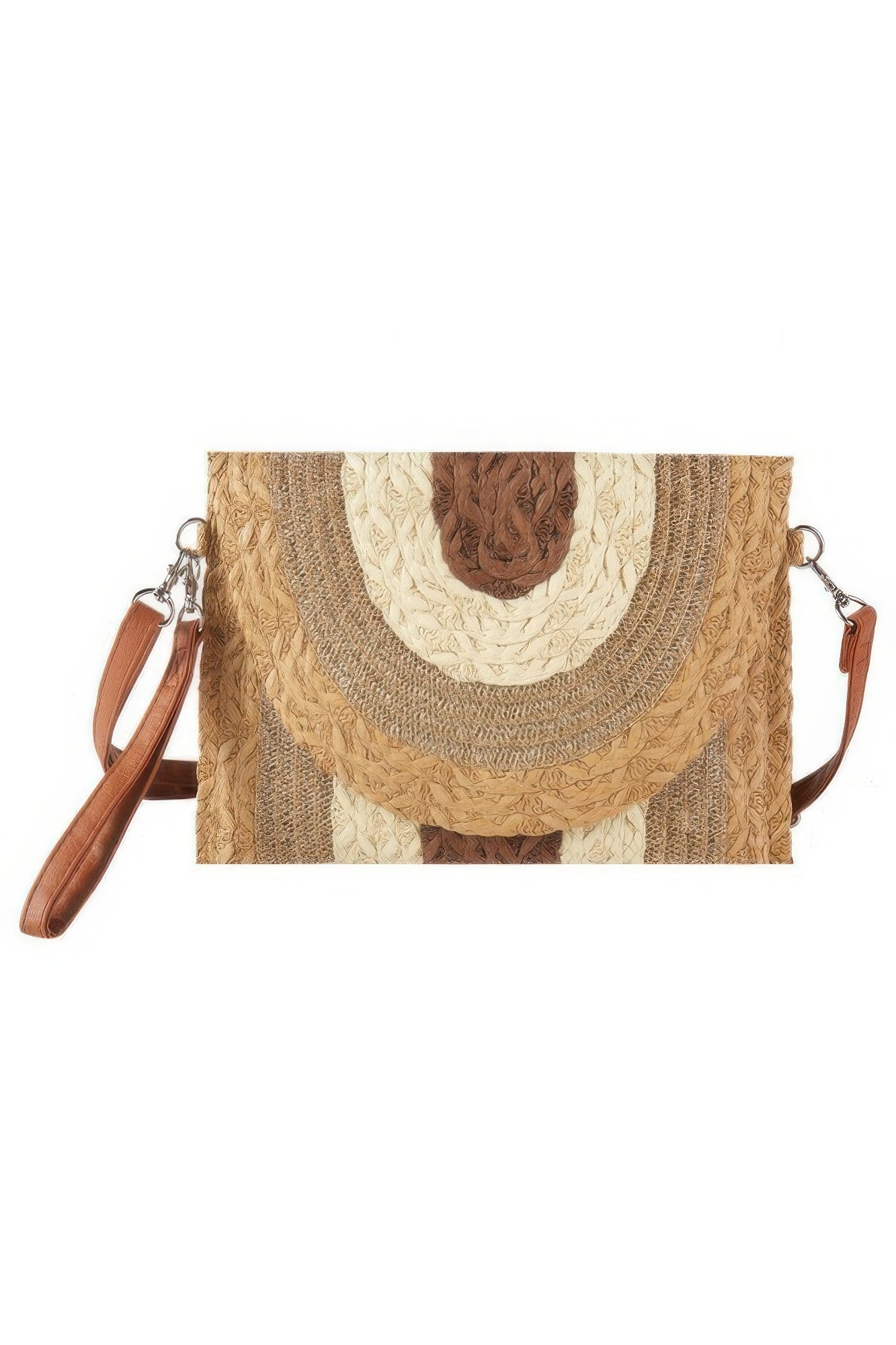 Metallic Lined Multicolor Straw Clutch crossbody bag