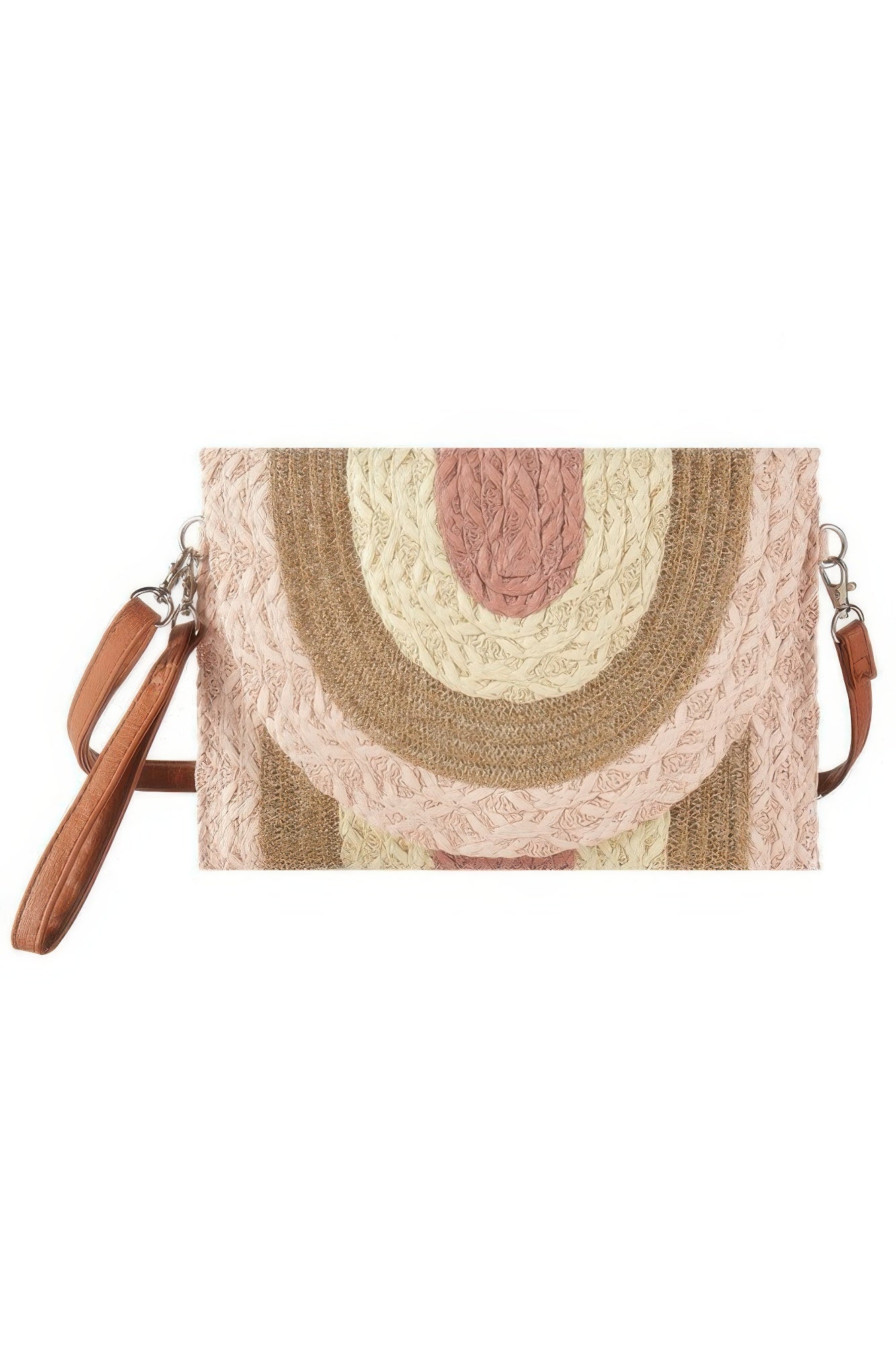Metallic Lined Multicolor Straw Clutch crossbody bag