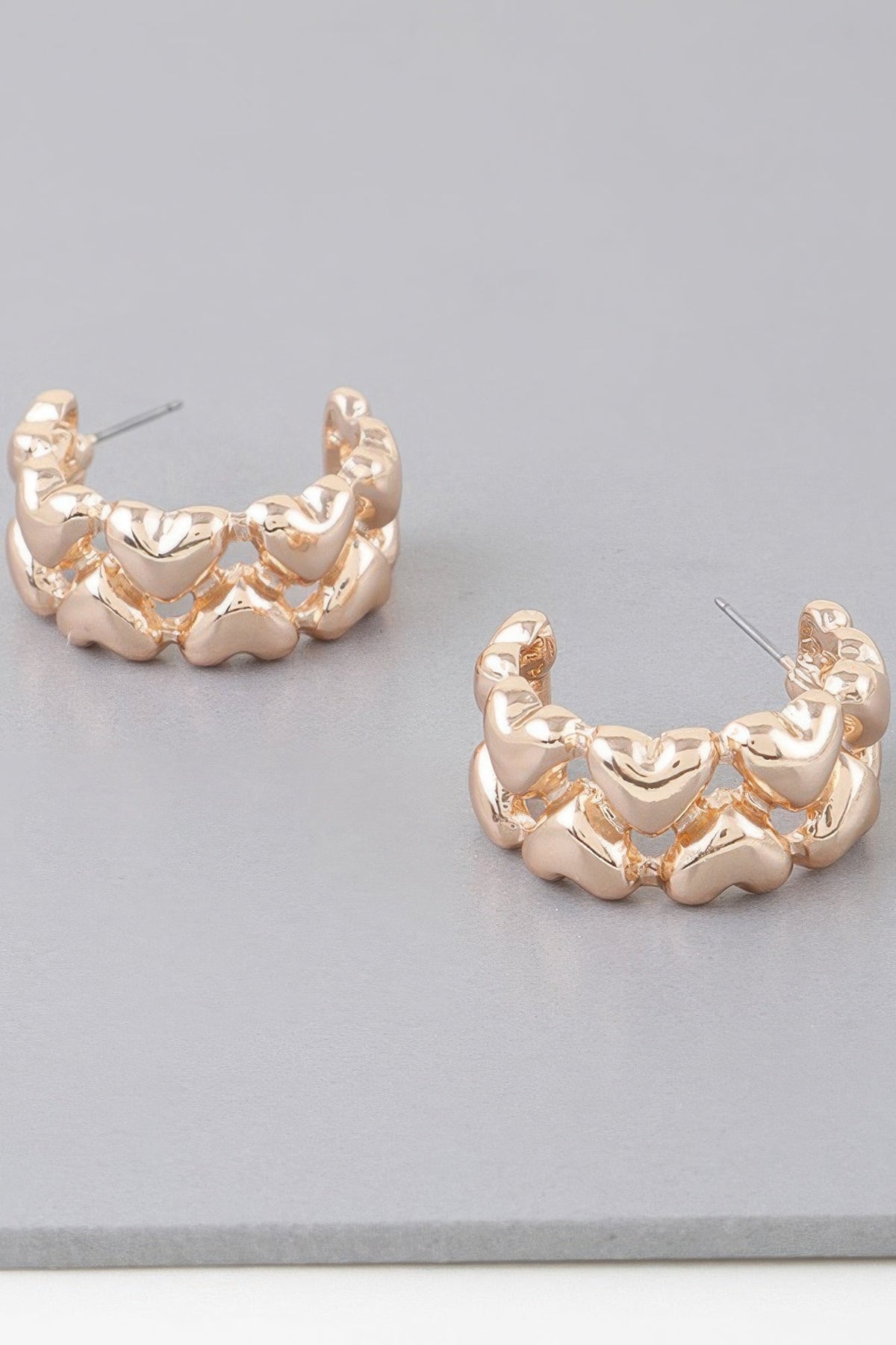 Twin Hearts Hoop Earrings