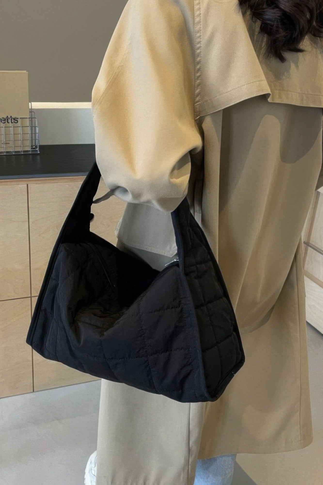 Quilted Nylon Shoulder Bag