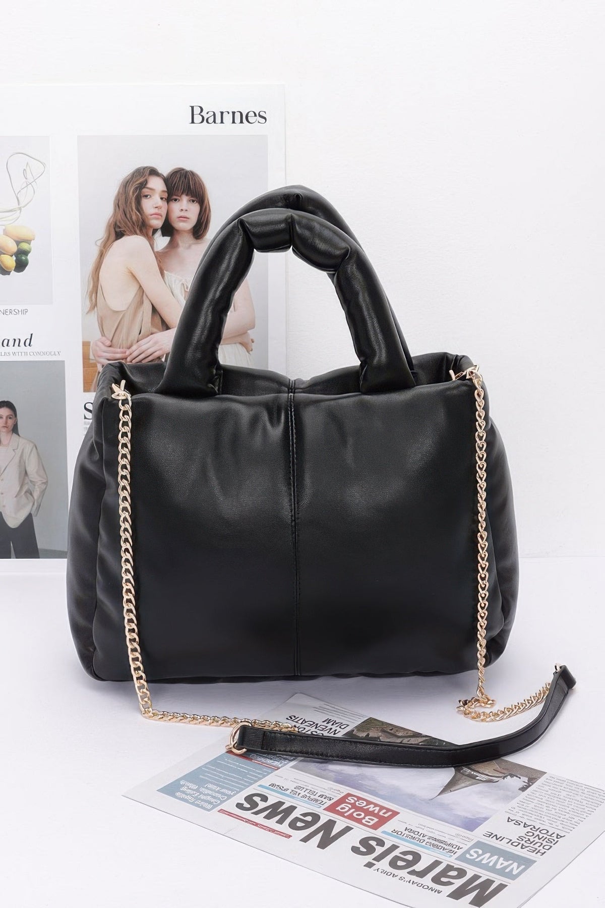 Faux Leather Padded Tote Bag
