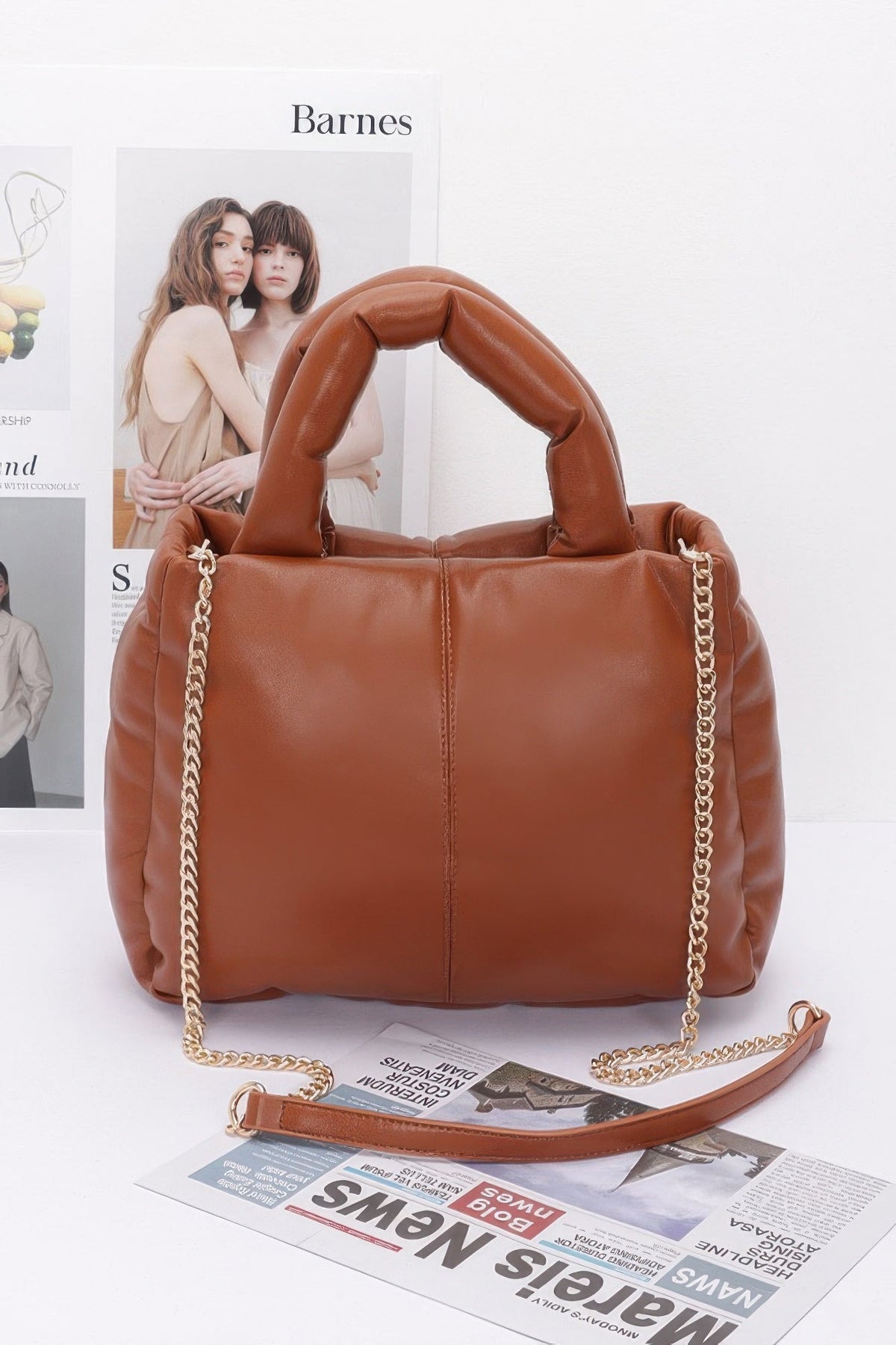 Faux Leather Padded Tote Bag