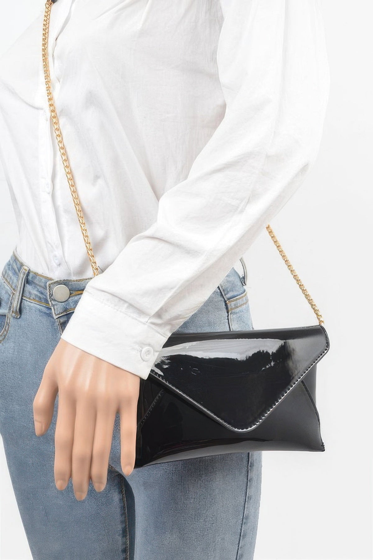 Enamel Envelope Clutch