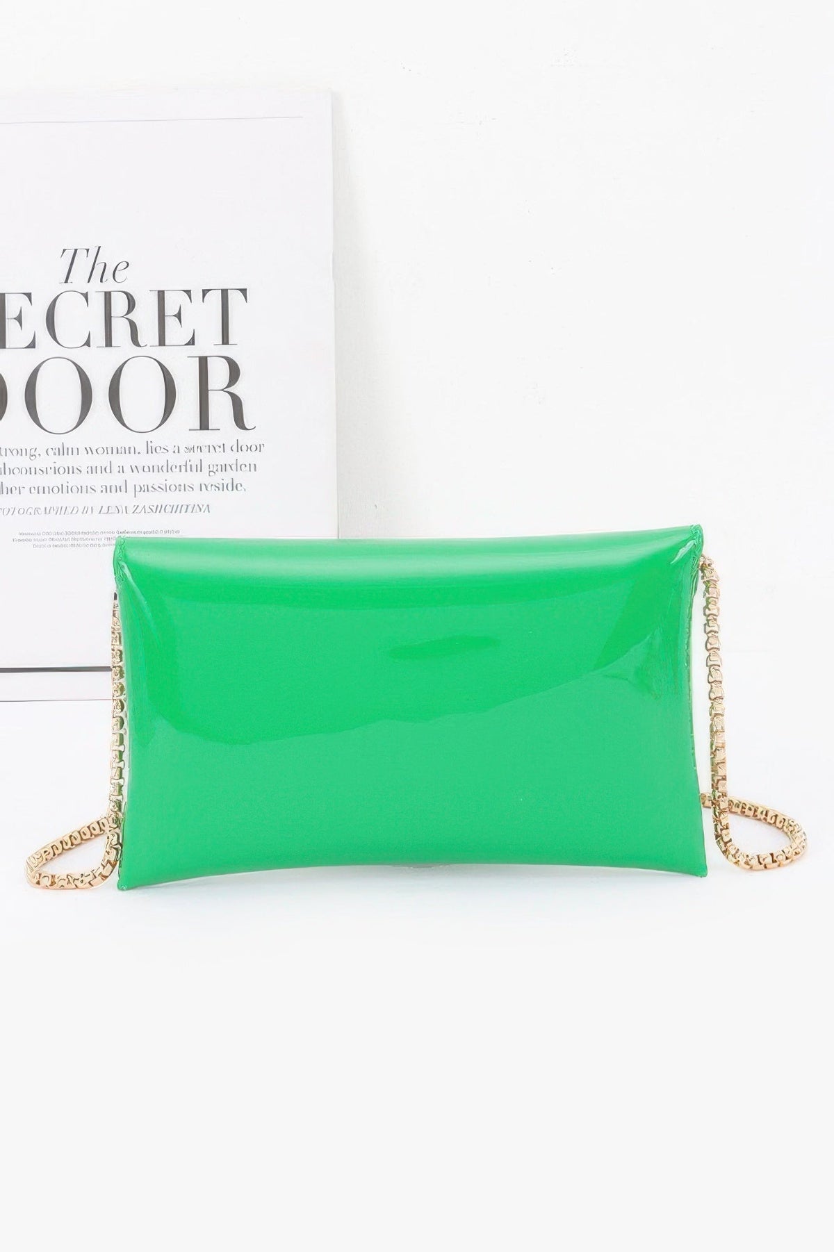 Enamel Envelope Clutch