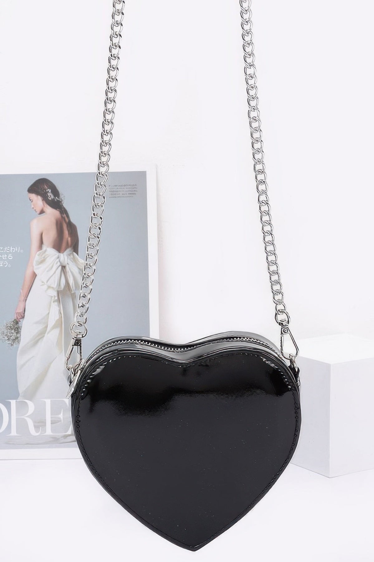 Enamel Heart Shape Crossbody Bag