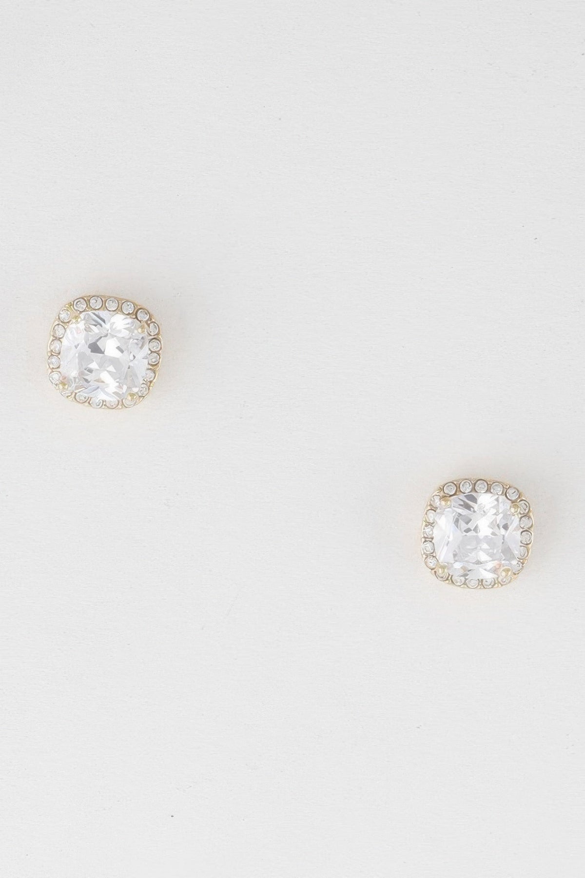 Rounded Square Rhinestone Earrings