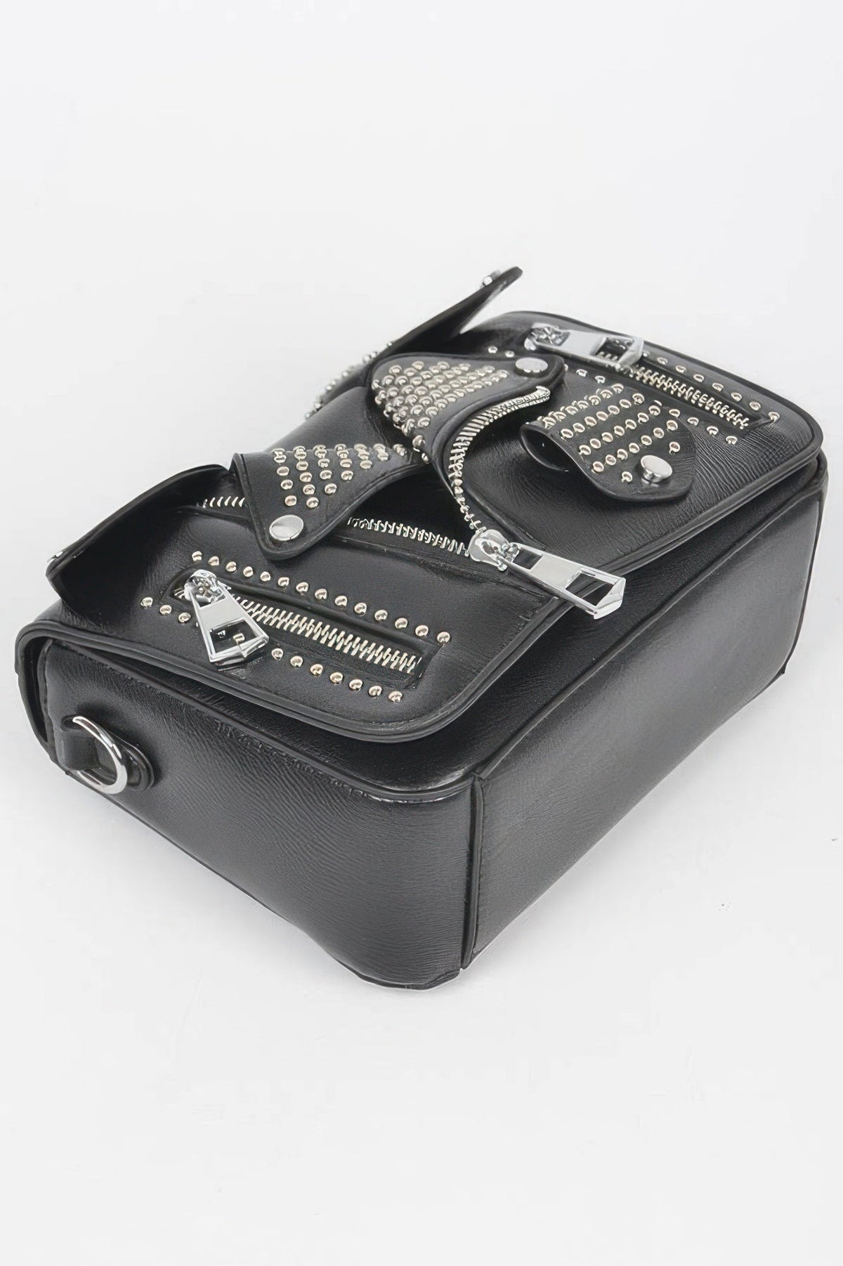 Faux Leather Metal Studded Jacket Clutch