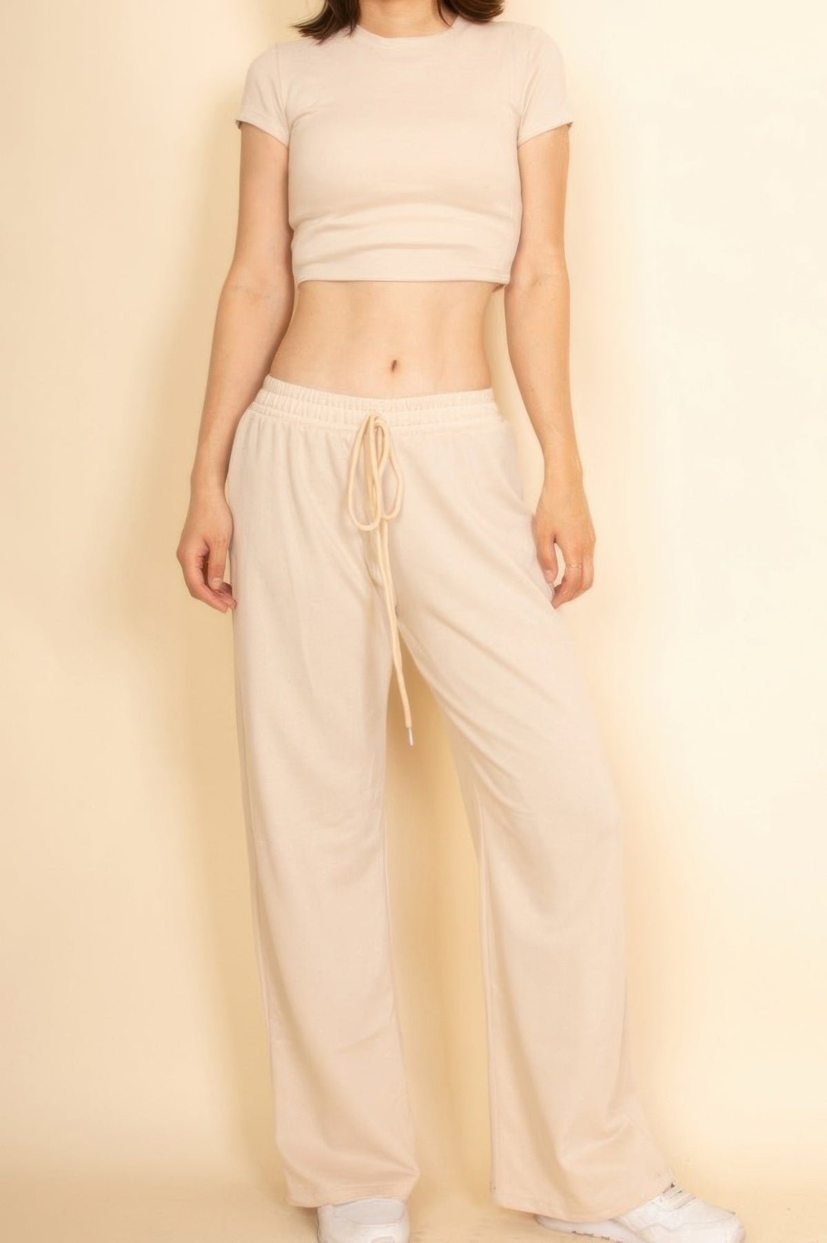 2-piece Crop Tee & Wide Leg Lounge Pants Set