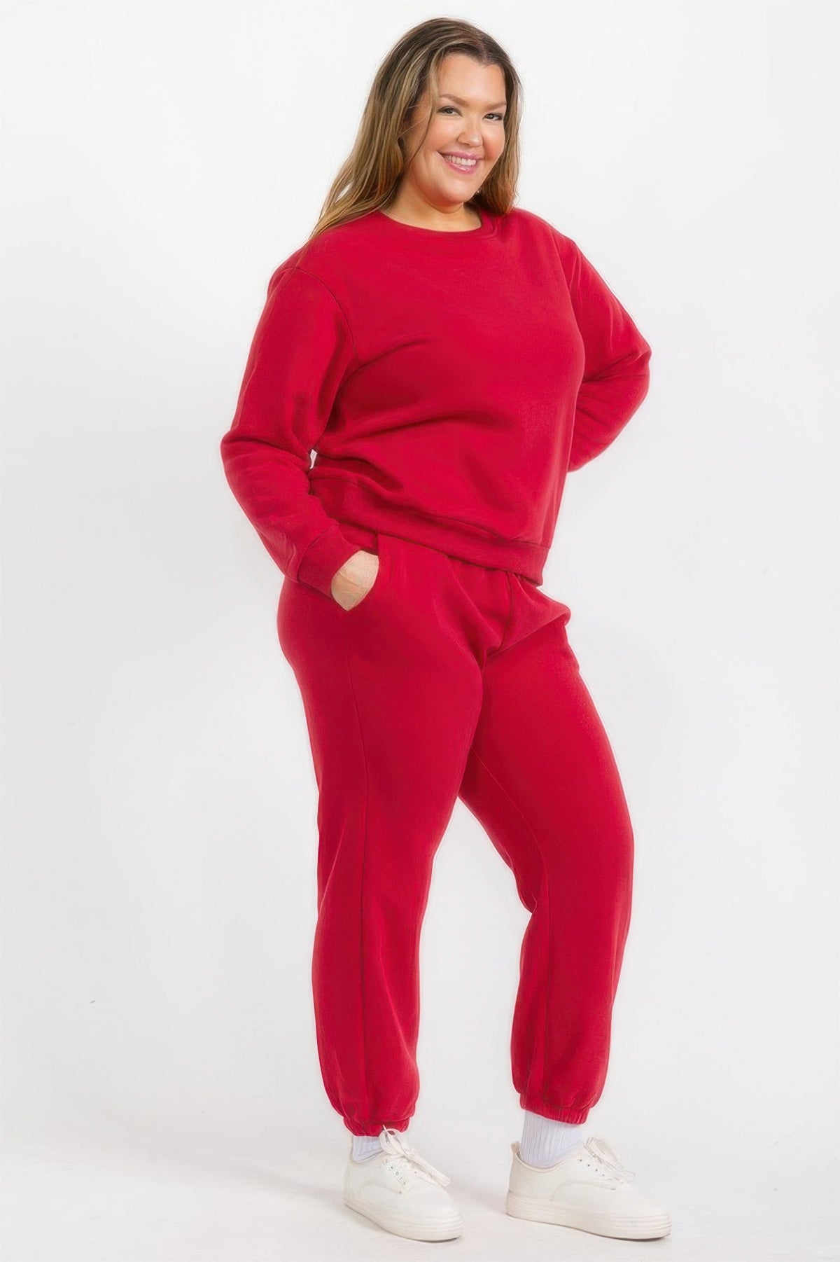Plus Size Poly Fleece Elastic Waist Joggers