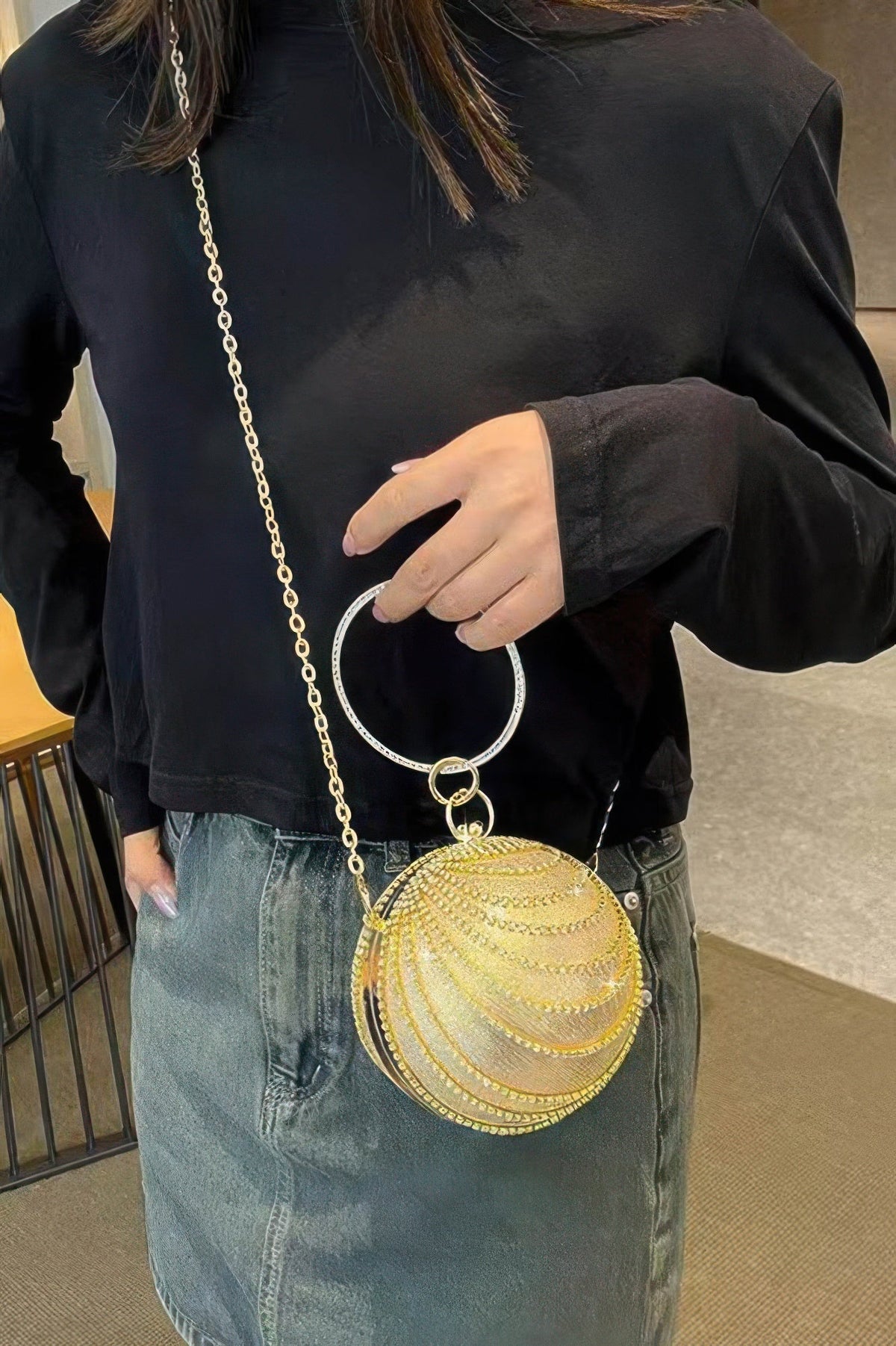 Rhinestone Round Party Clutch