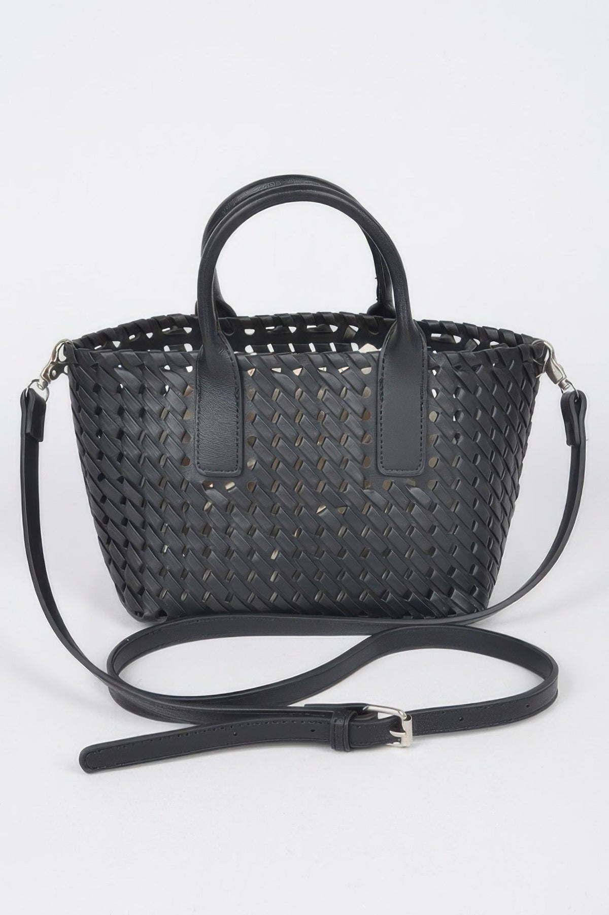 Faux Leather Braided Tote Bag
