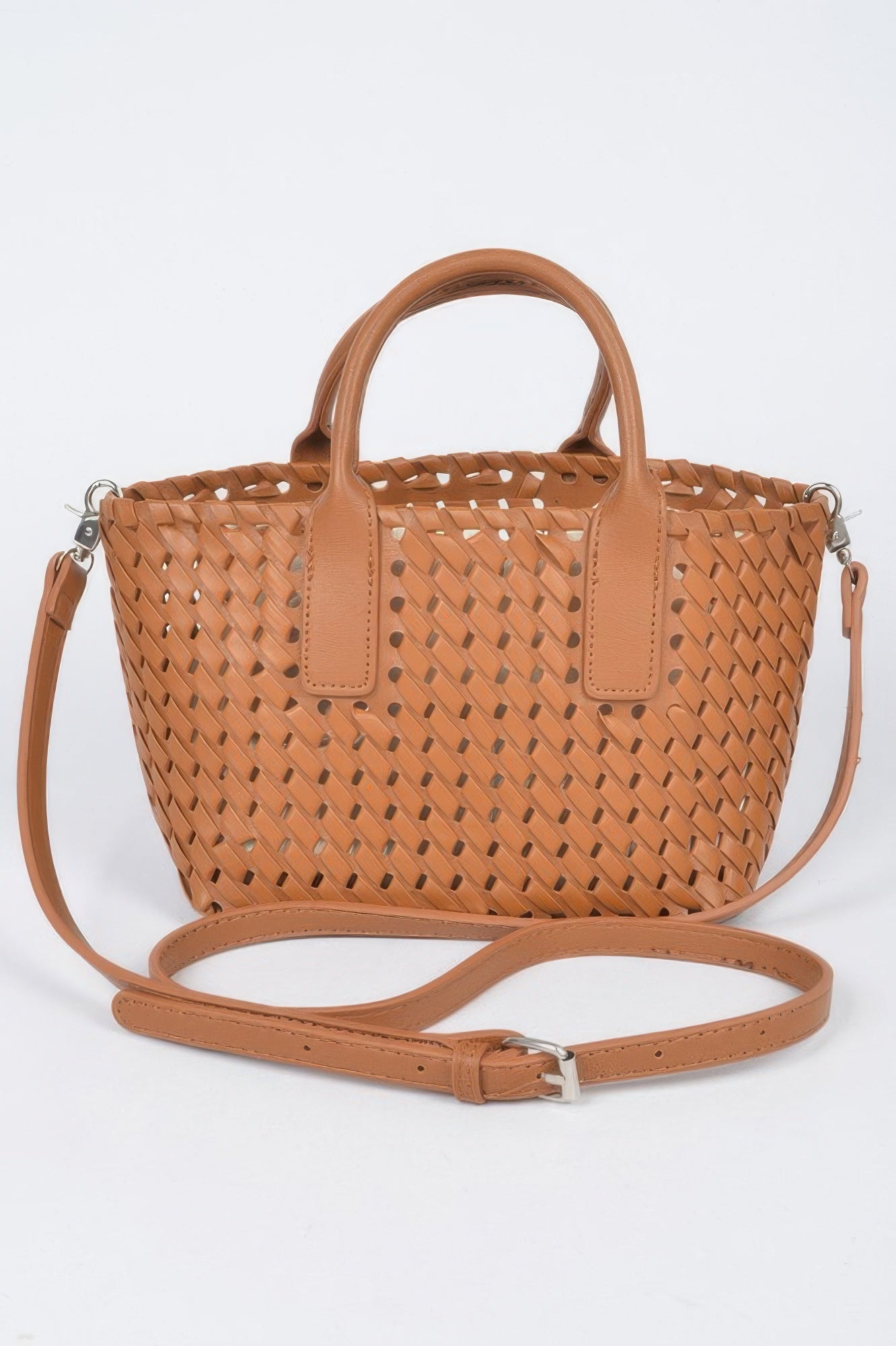 Faux Leather Braided Tote Bag