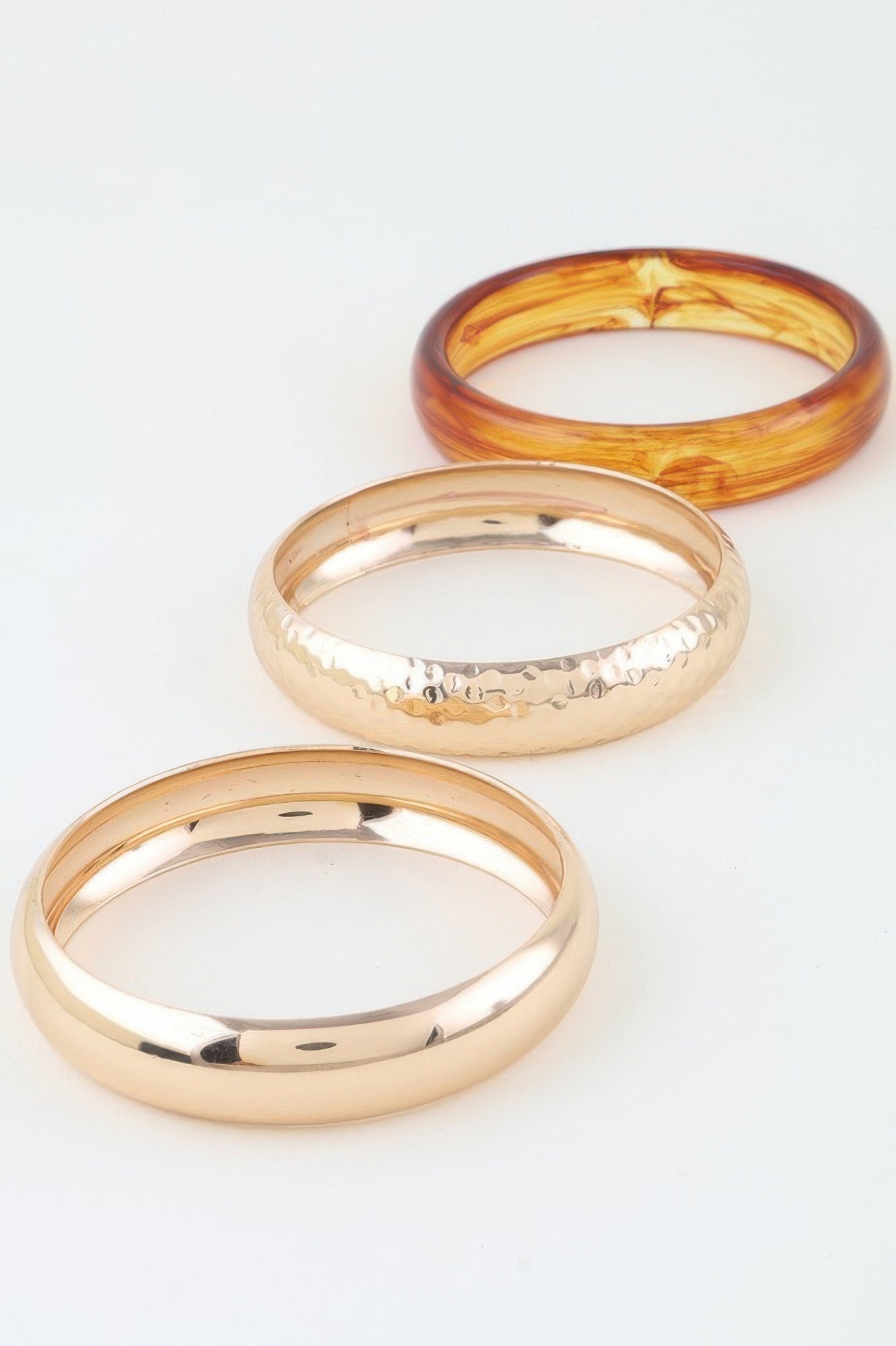 Wide Hammered Stone Bangle Bracelet