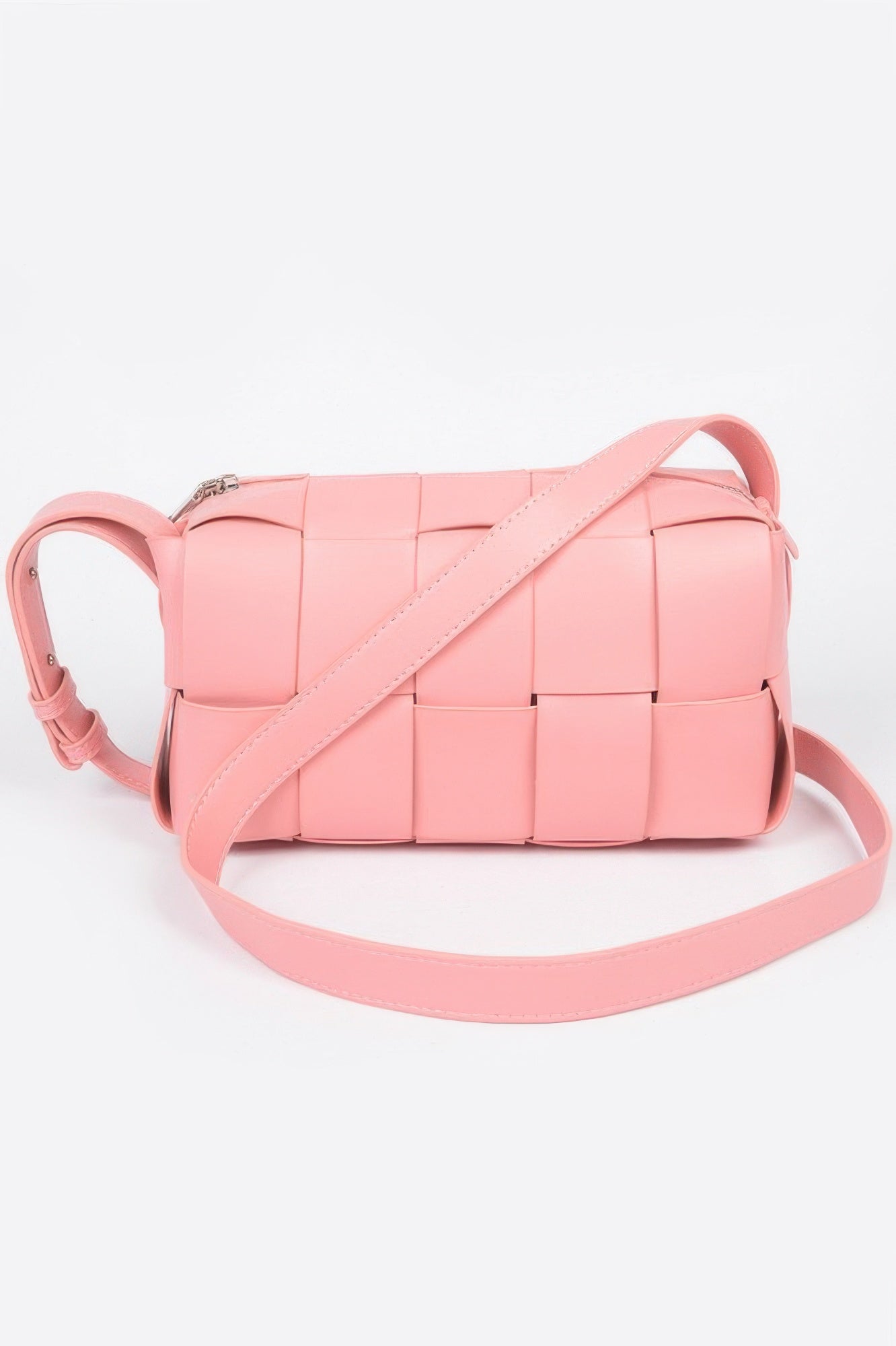Faux Leather Braided Zip Bag