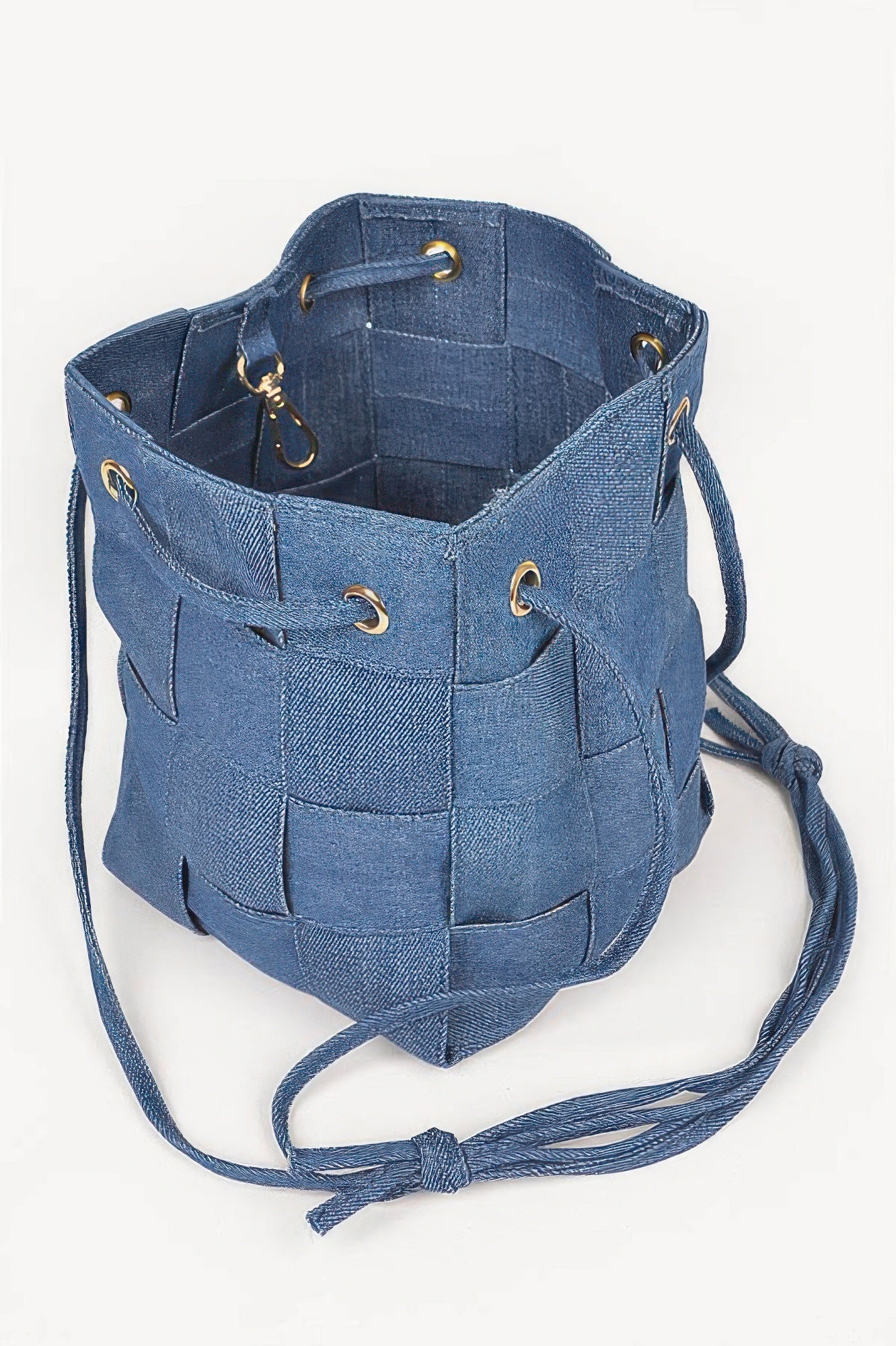 Braided Denim Bucket Bag
