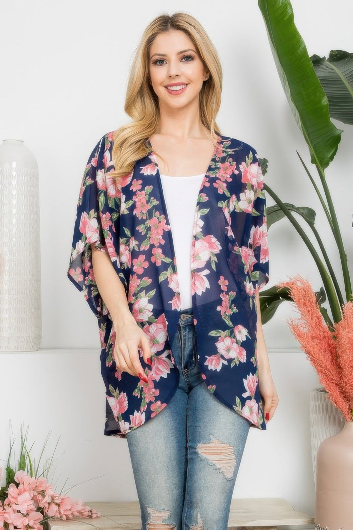Flower Print Kimono