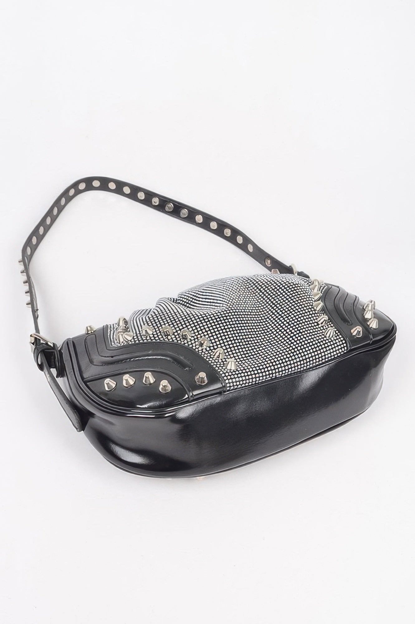 Hot Fix Stones Metal Stud Shoulder Bag