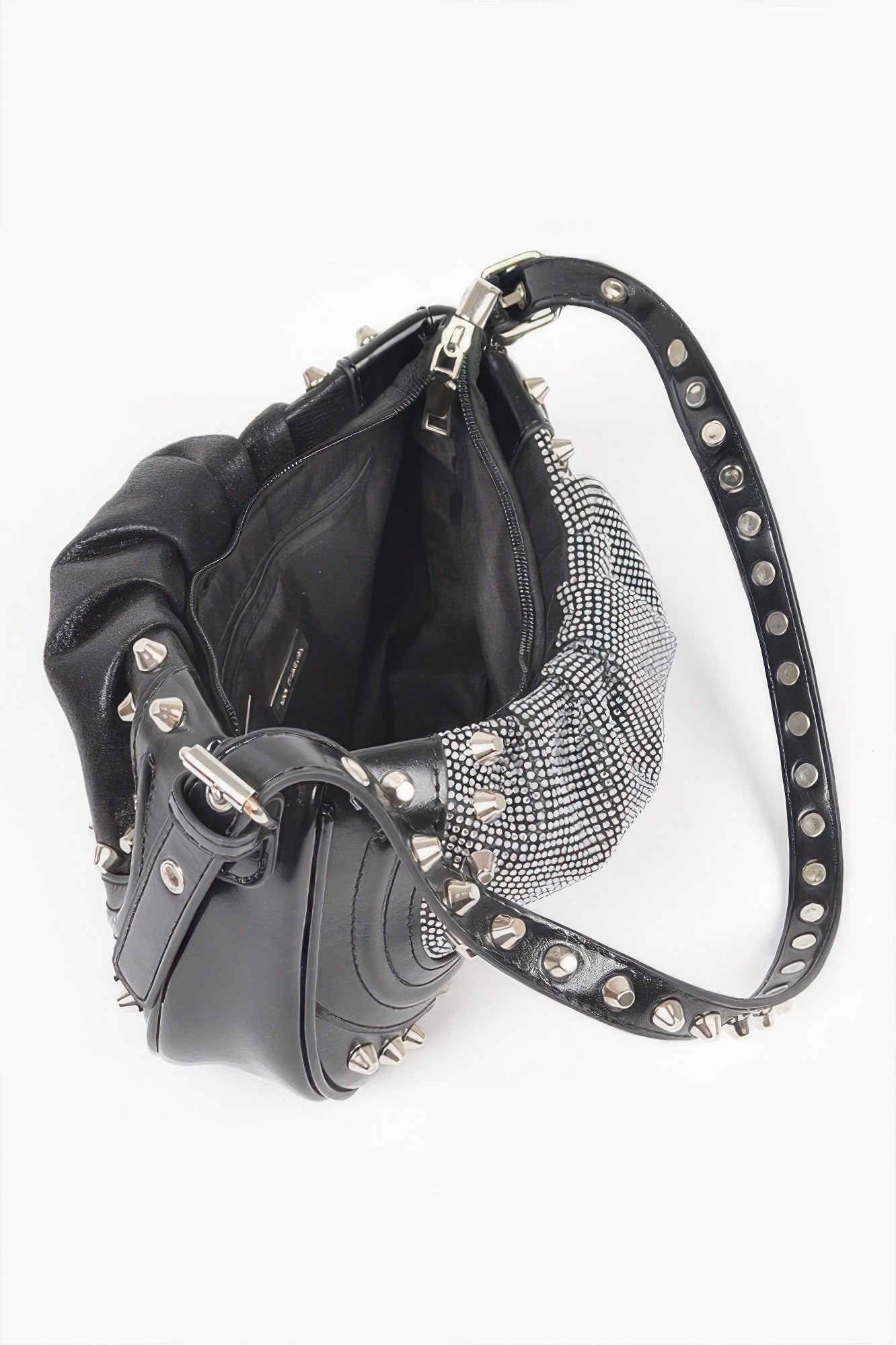 Hot Fix Stones Metal Stud Shoulder Bag