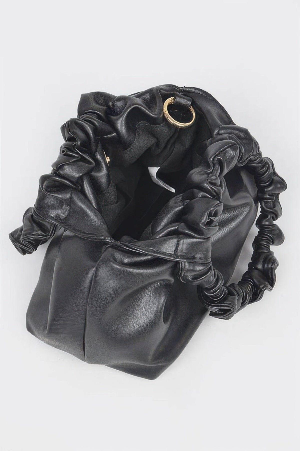 Faux Leather Pleated Chain Bag