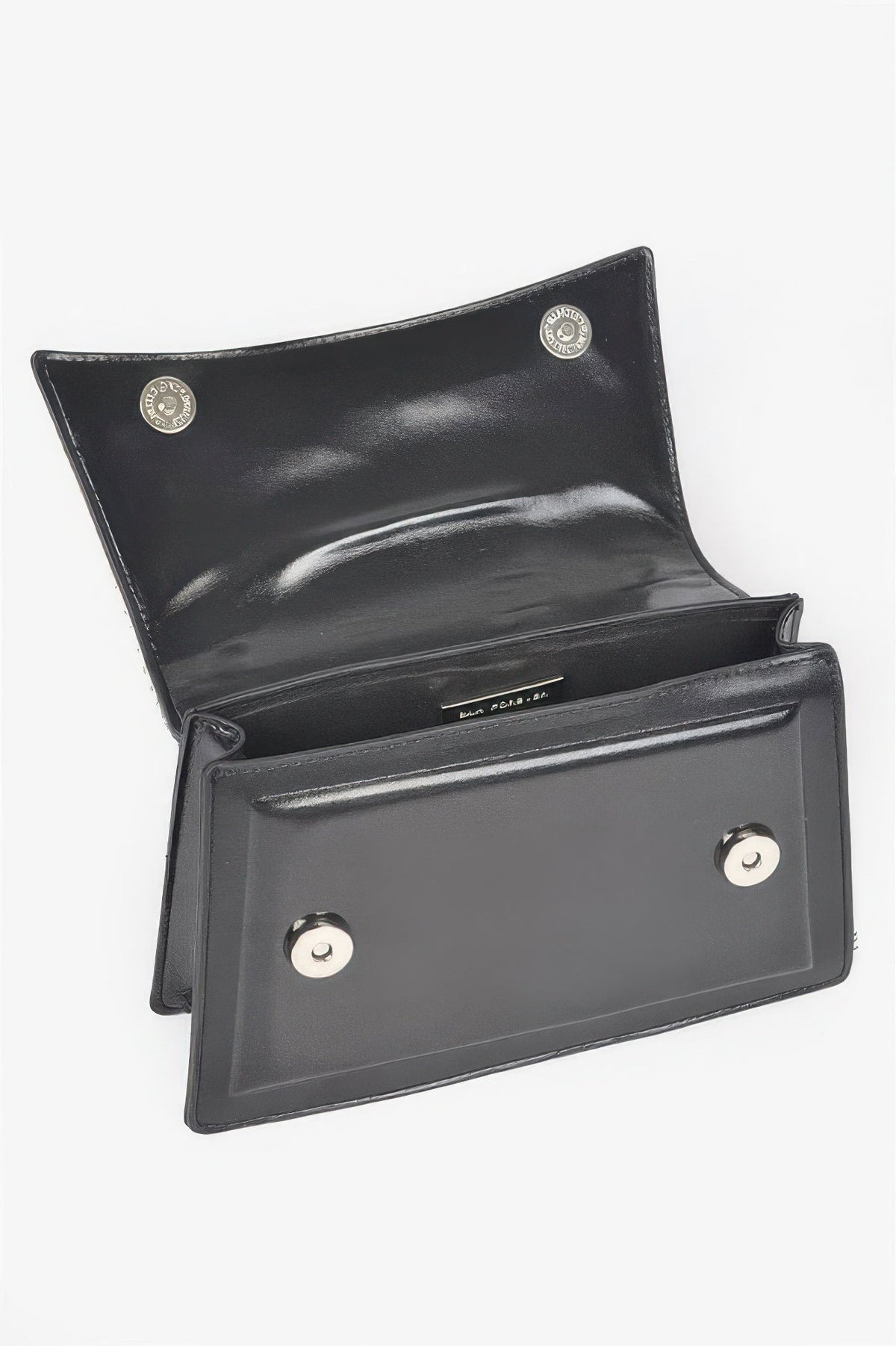 Faux Metallic Leather Top Handle Bag/w Stones