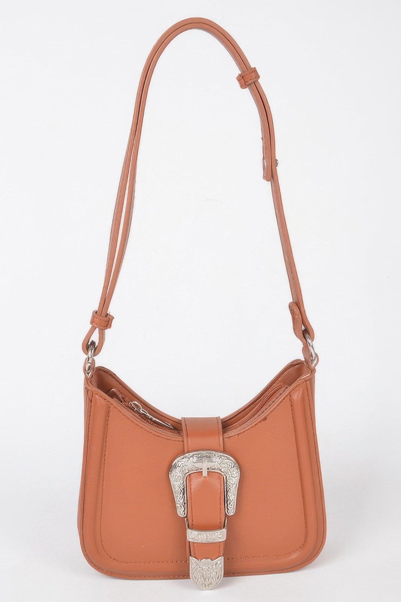 Vegan Metal Buckle Shoulder Bag
