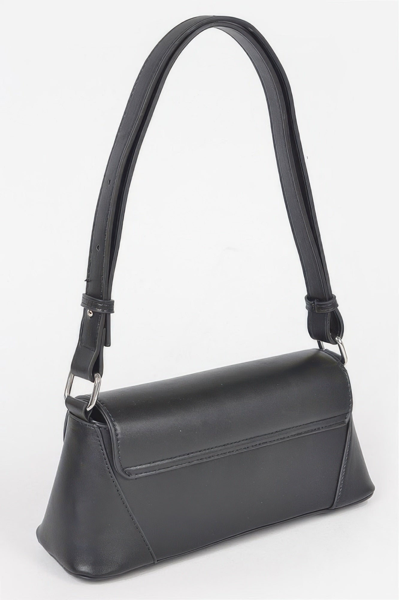Faux Leather Metal Buckle Shoulder Bag