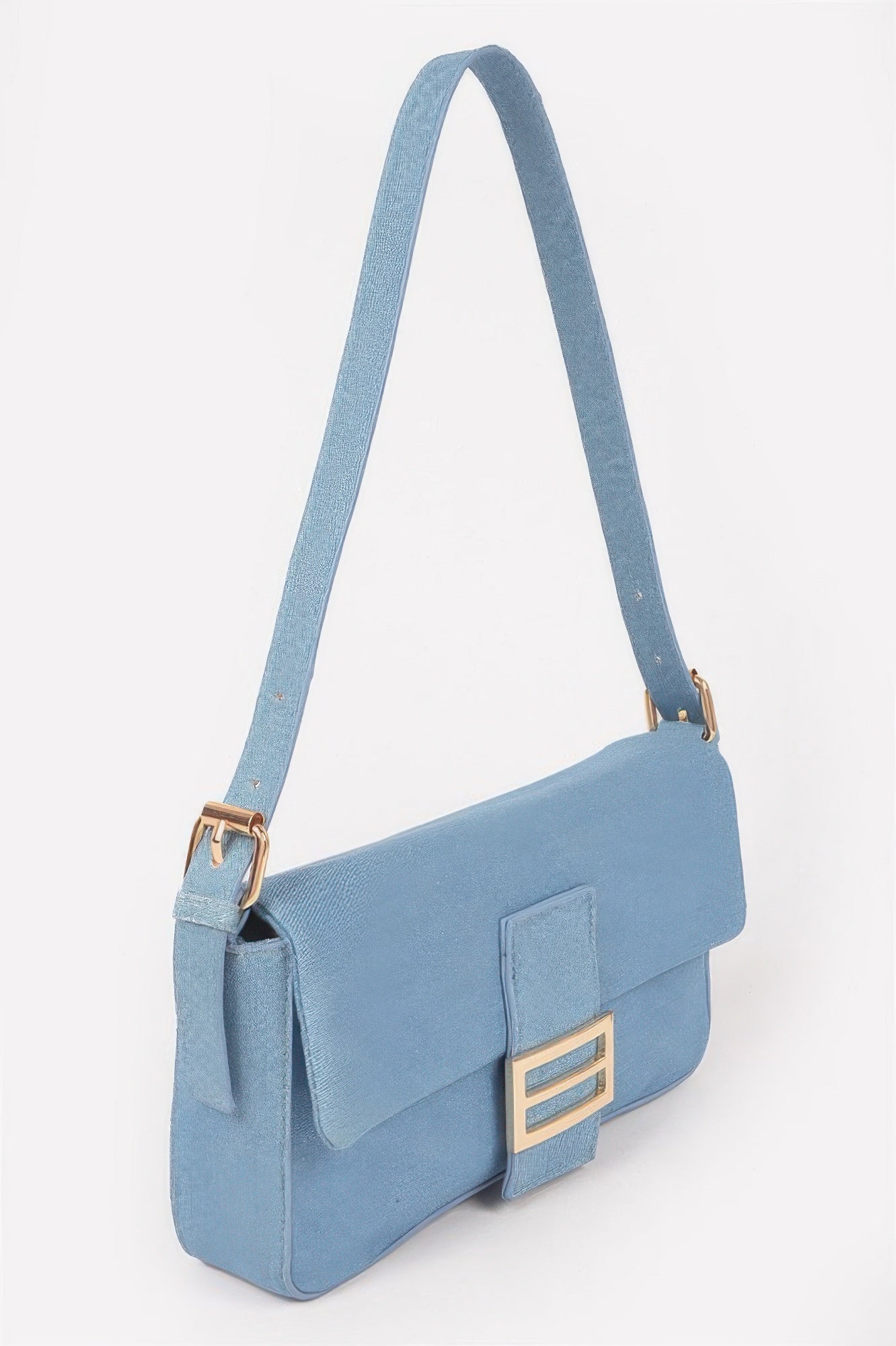 Denim Metal Buckle Shoulder Bag