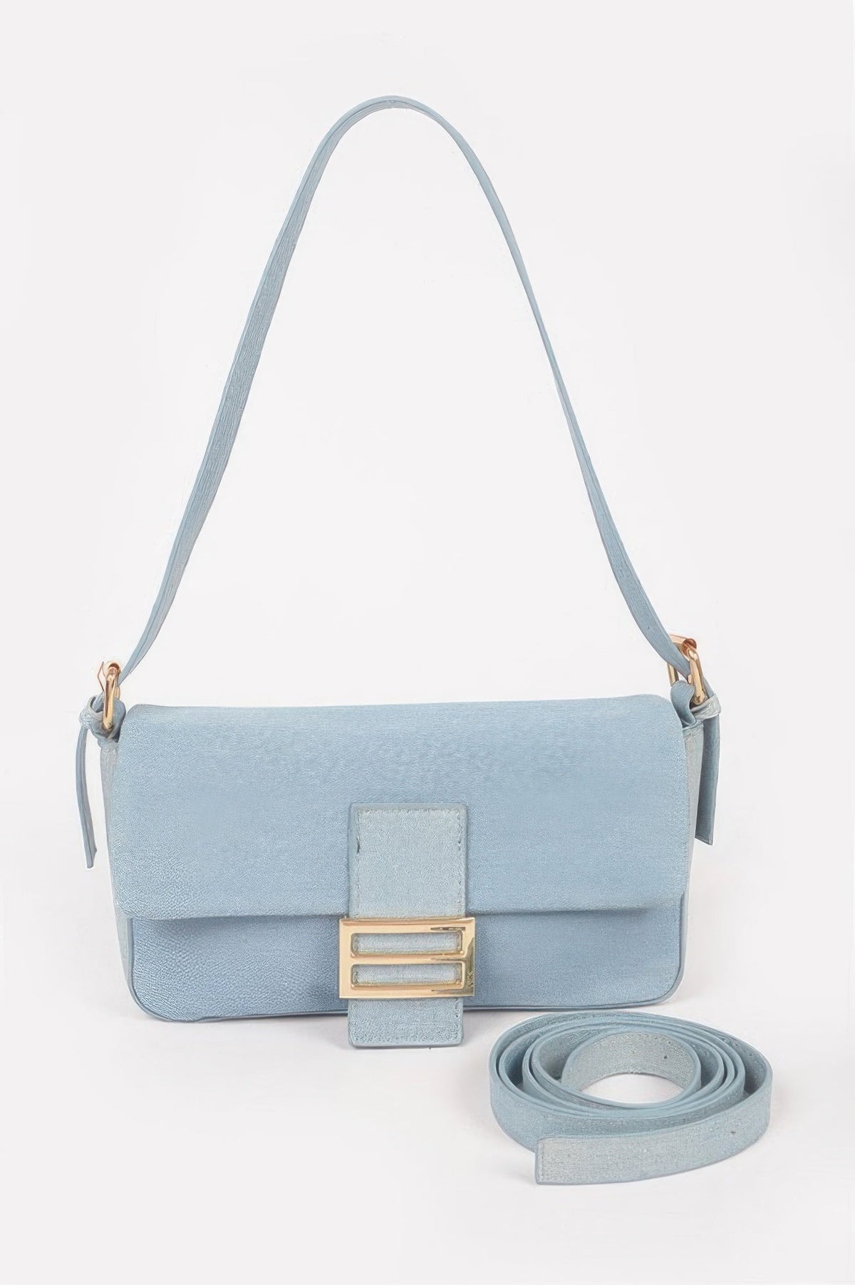 Denim Metal Buckle Shoulder Bag