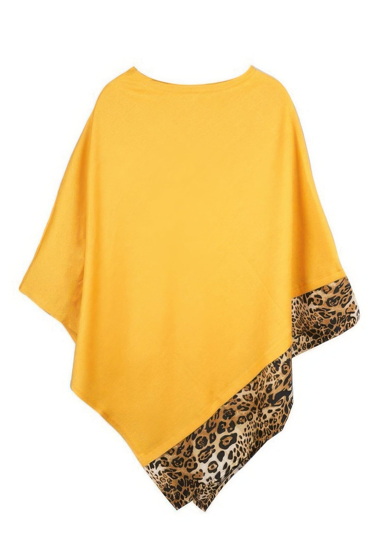 All Year Round Leopard Trim Solid Poncho