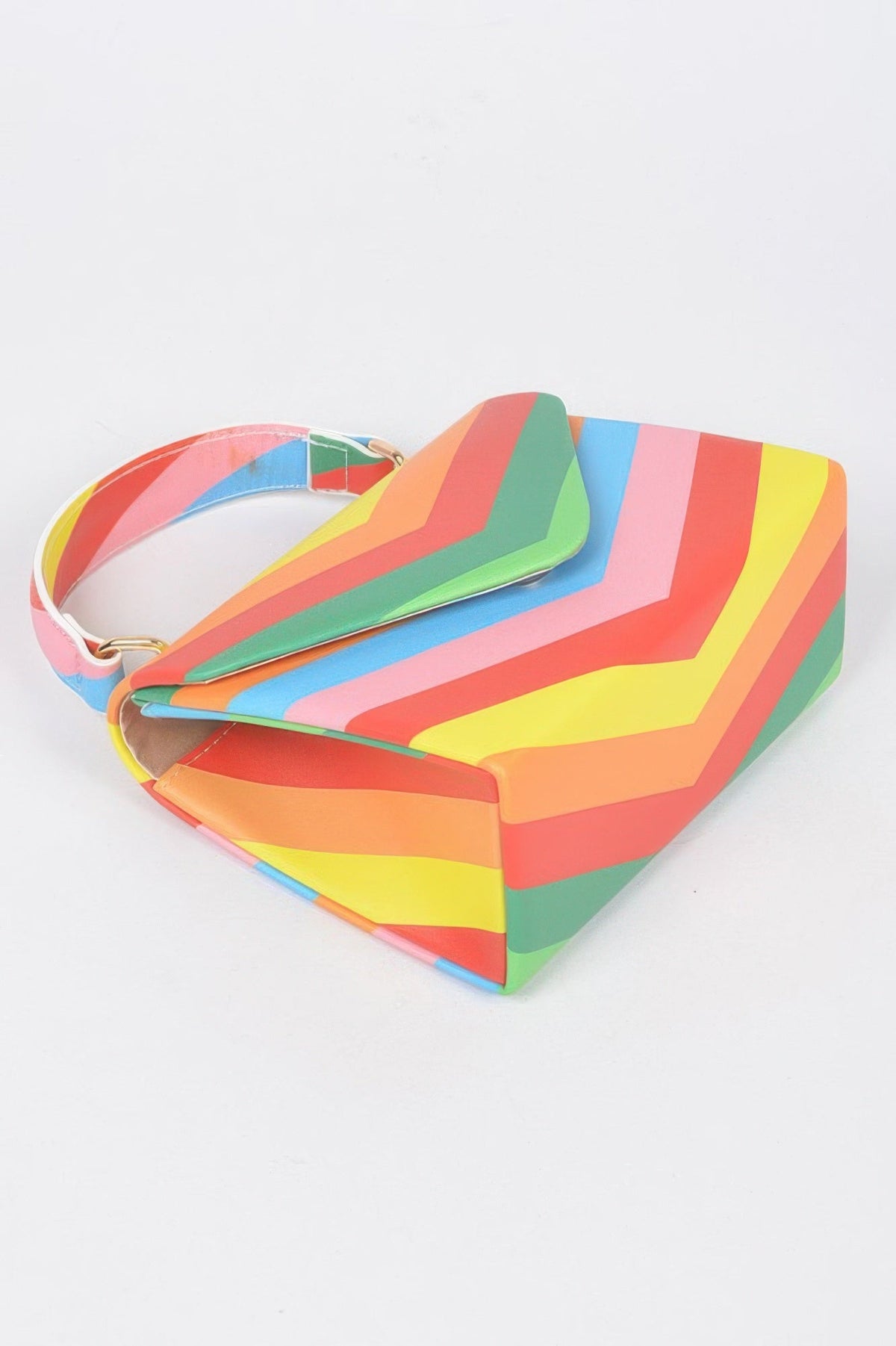 Rainbow Print Top Handle Clutch