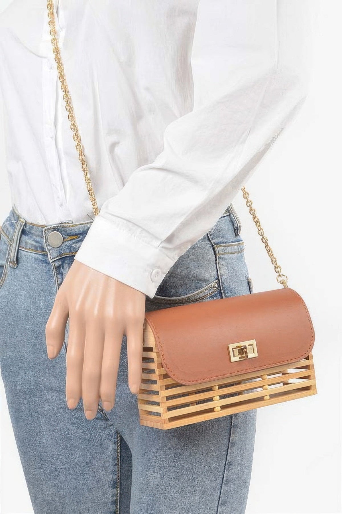 Bamboo Flap Crossbody Bag