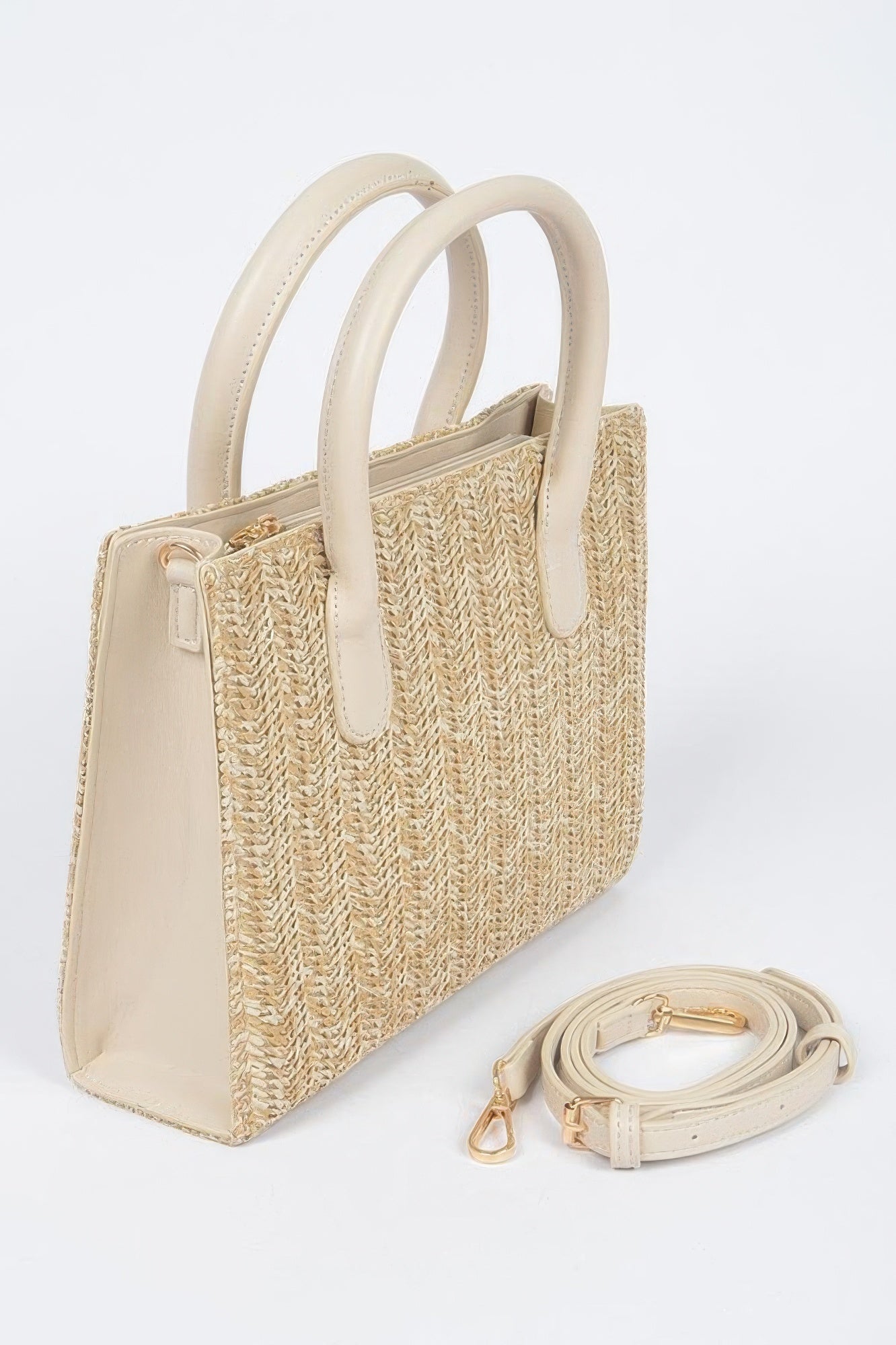 Vegan Faux Straw Mini Tote Bag