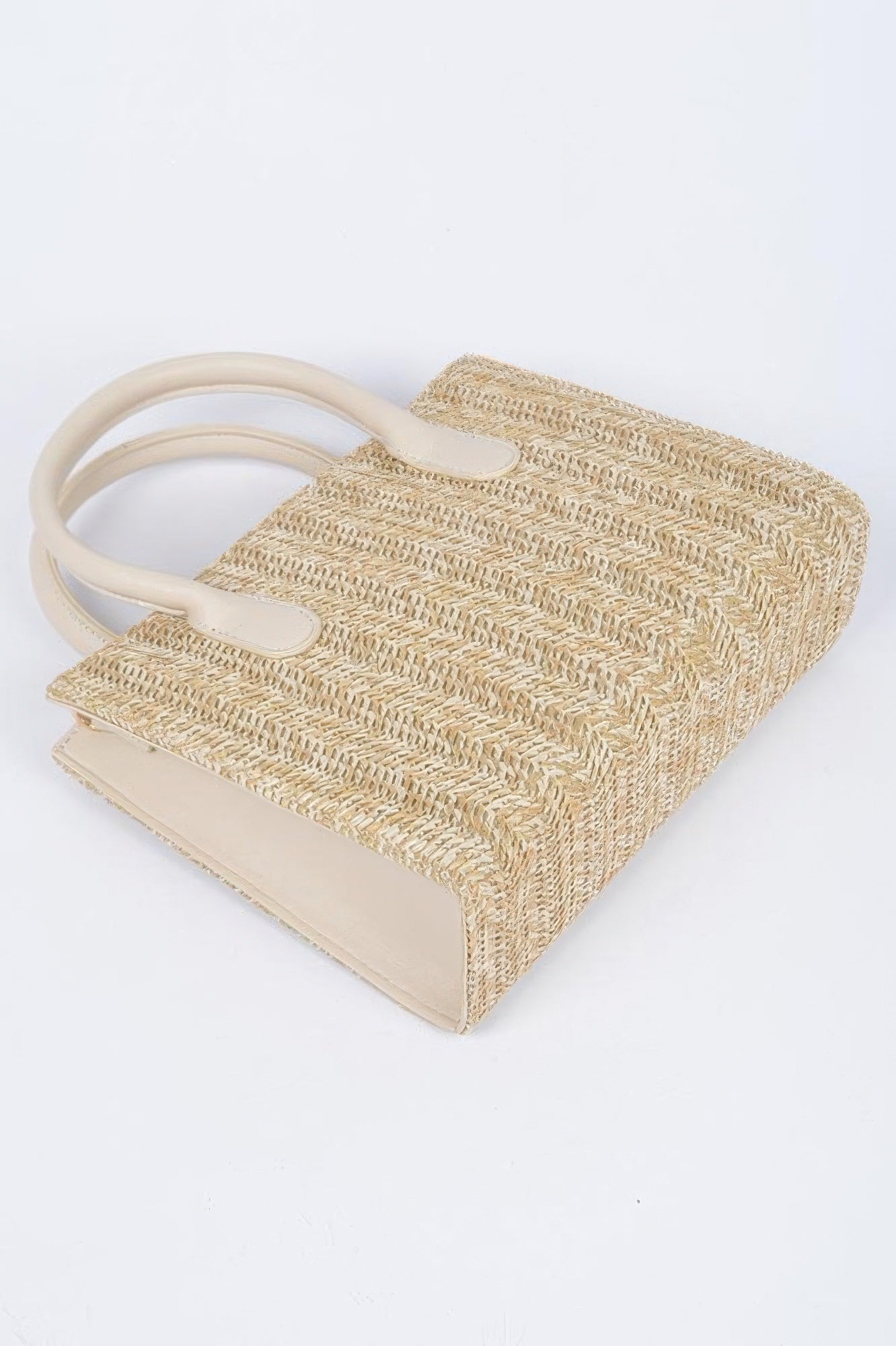 Vegan Faux Straw Mini Tote Bag