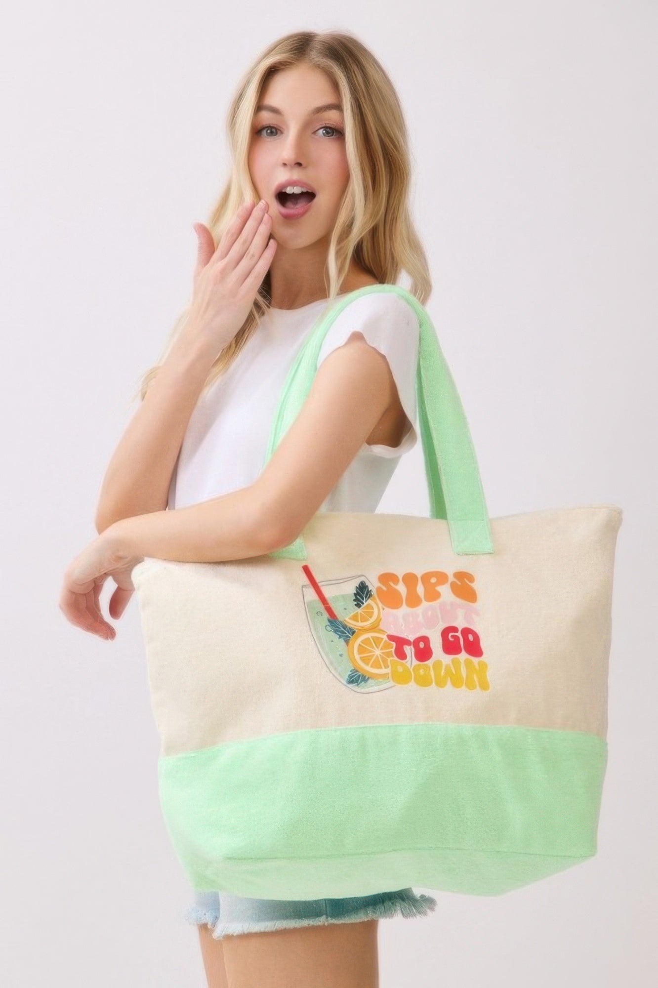 Sips About To Go Down Terry Tote