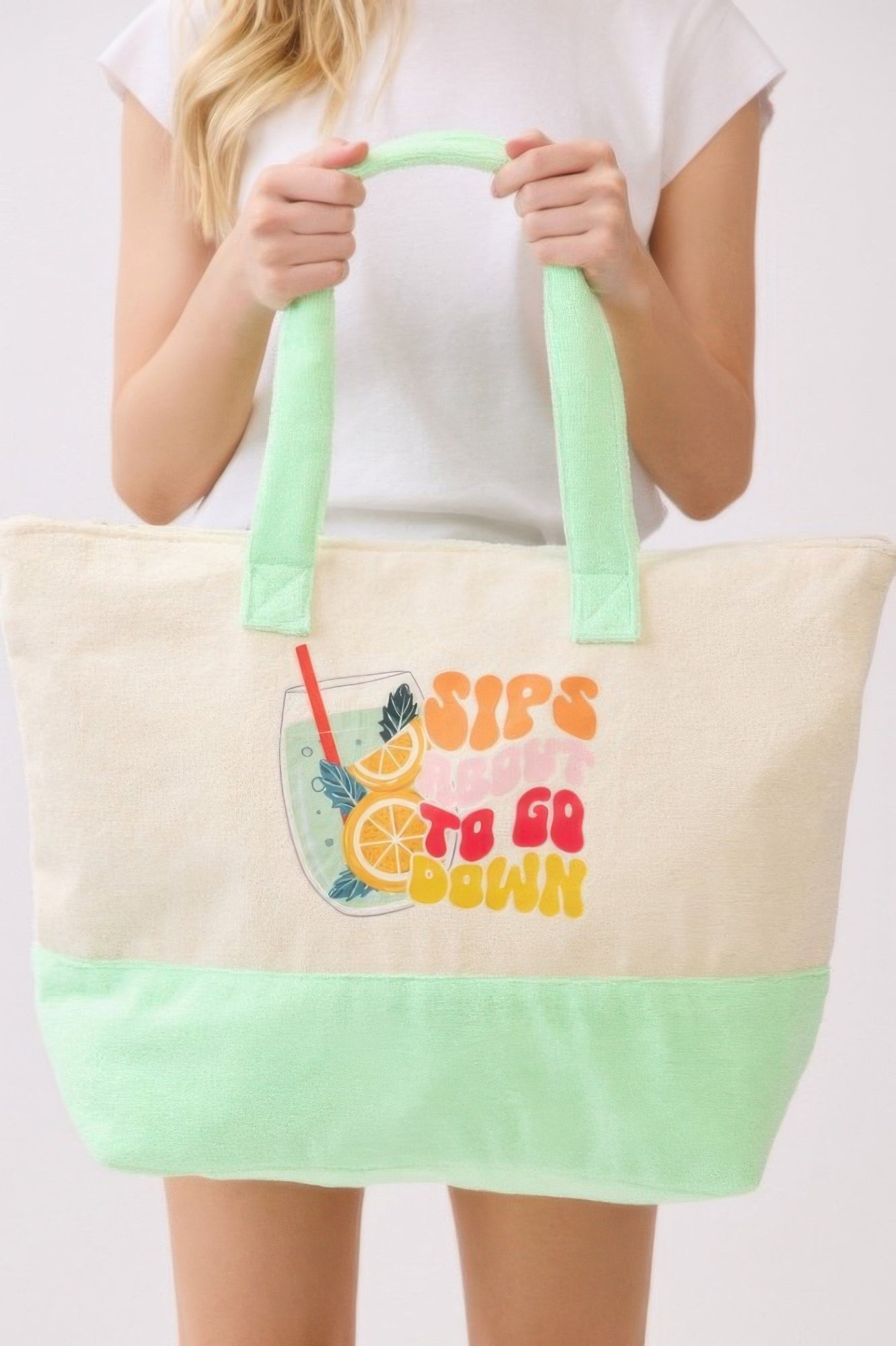 Sips About To Go Down Terry Tote