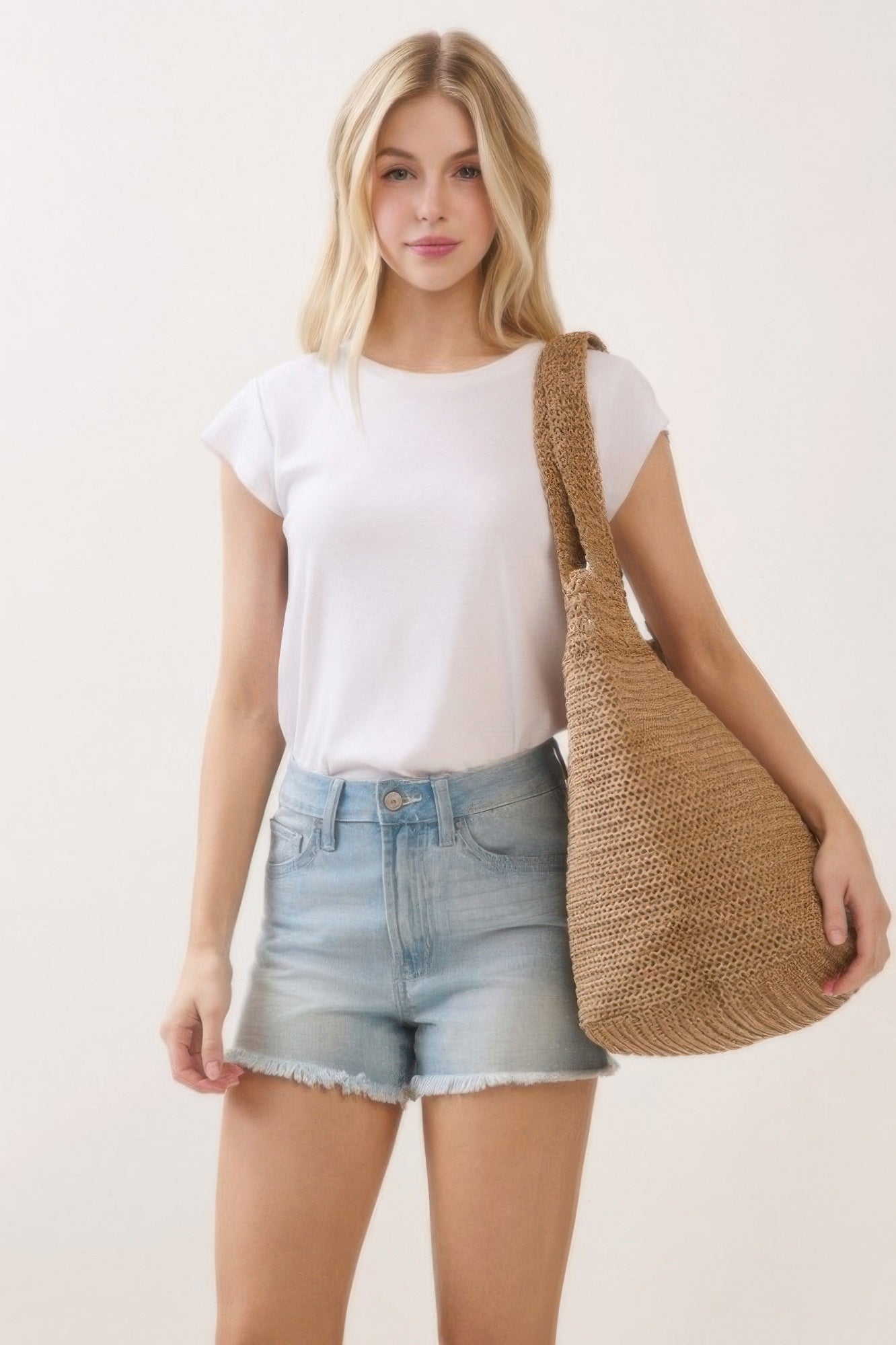 Round Bottom Handmade Strap Woven Straw Tote Bag