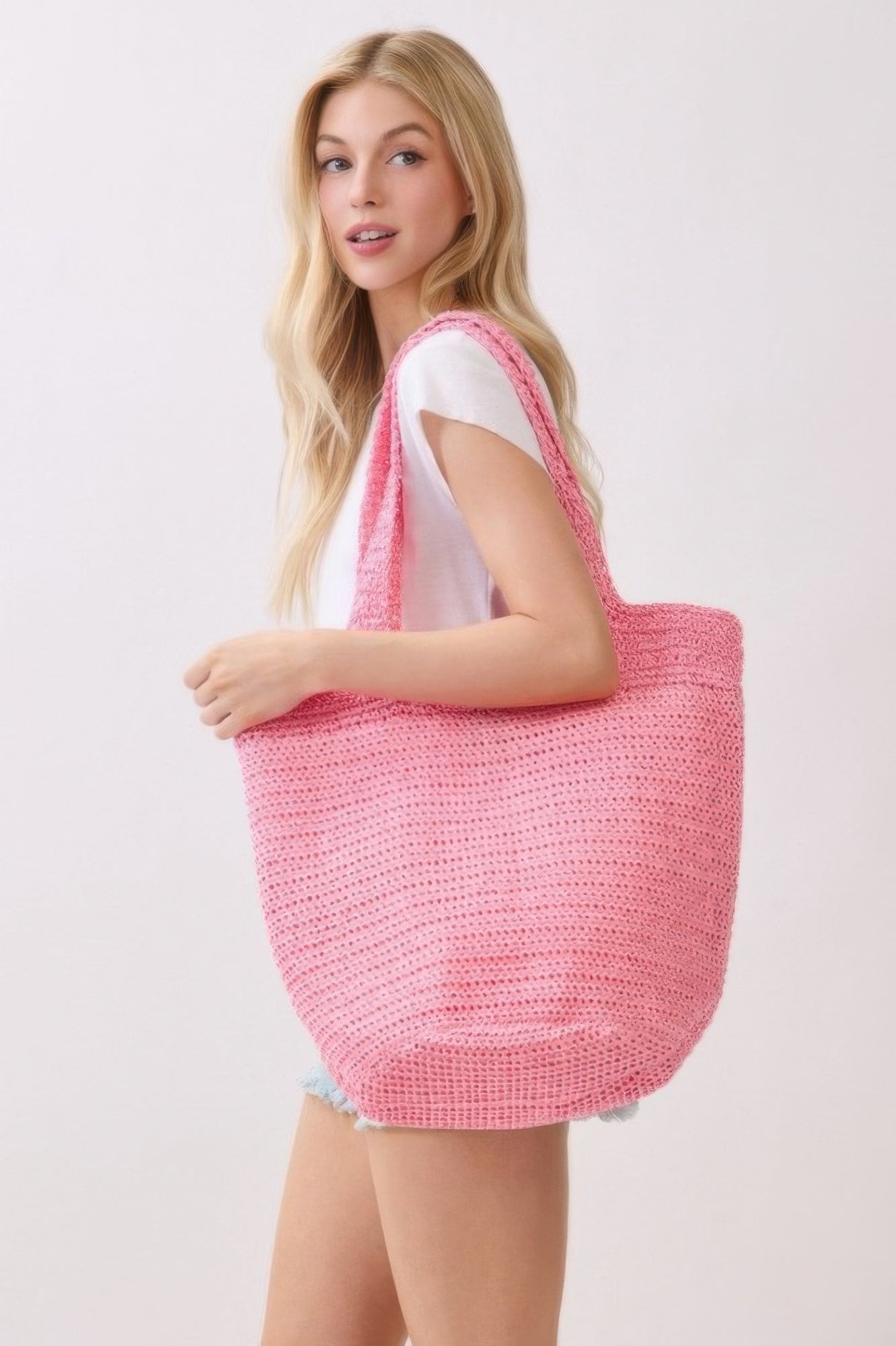 Round Bottom Handmade Strap Woven Straw Tote Bag