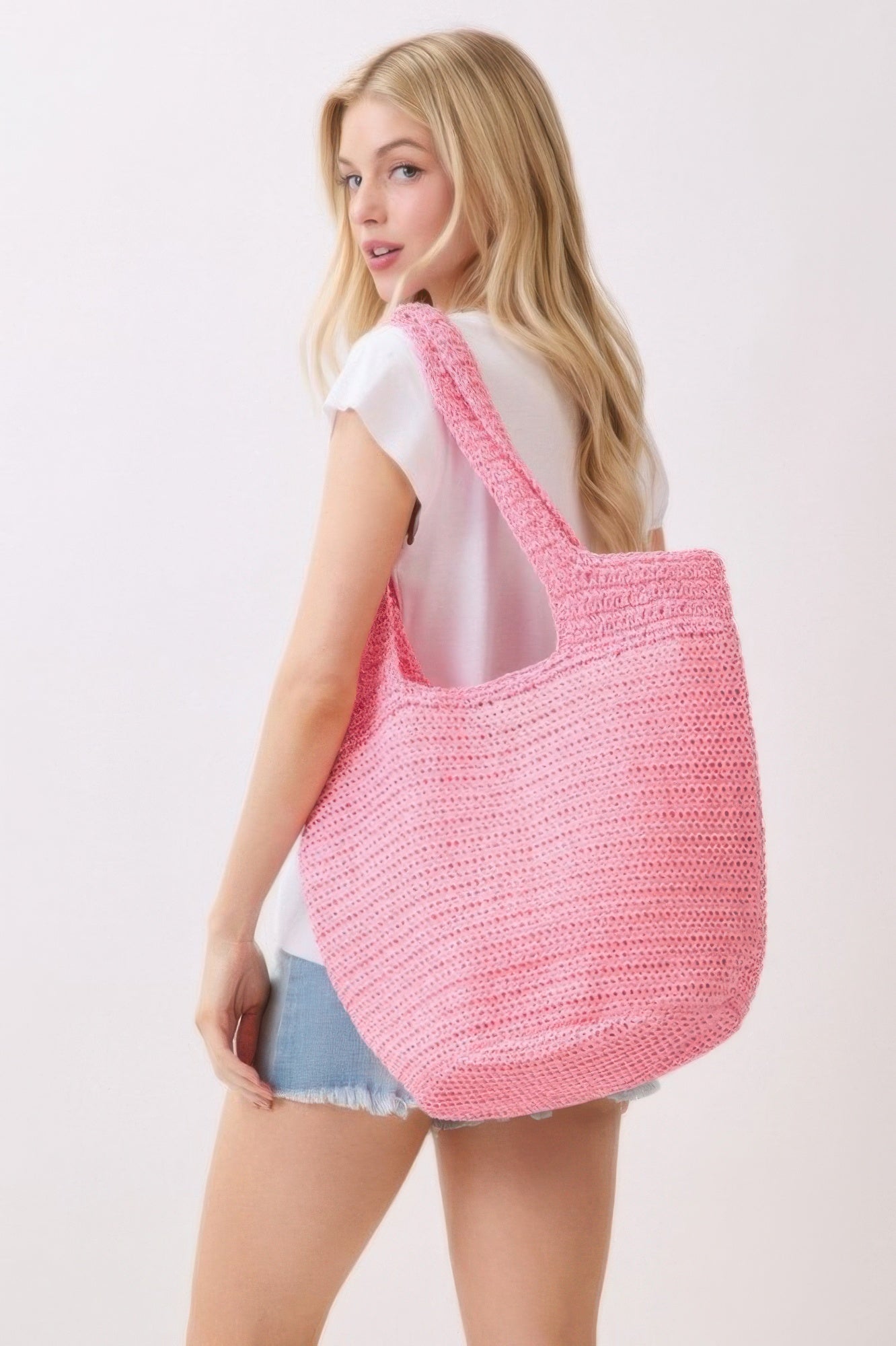 Round Bottom Handmade Strap Woven Straw Tote Bag