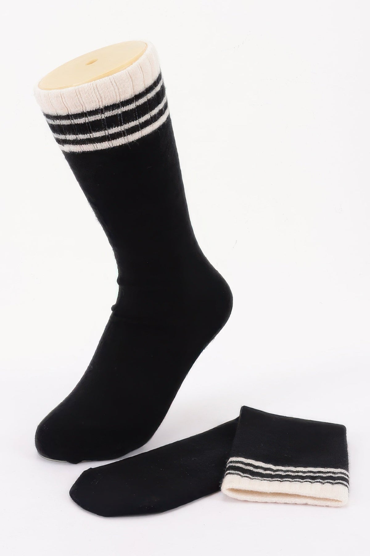 Striped Cuff Cotton Stretch Socks