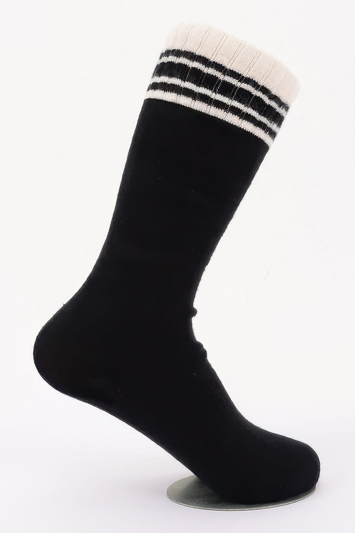 Striped Cuff Cotton Stretch Socks