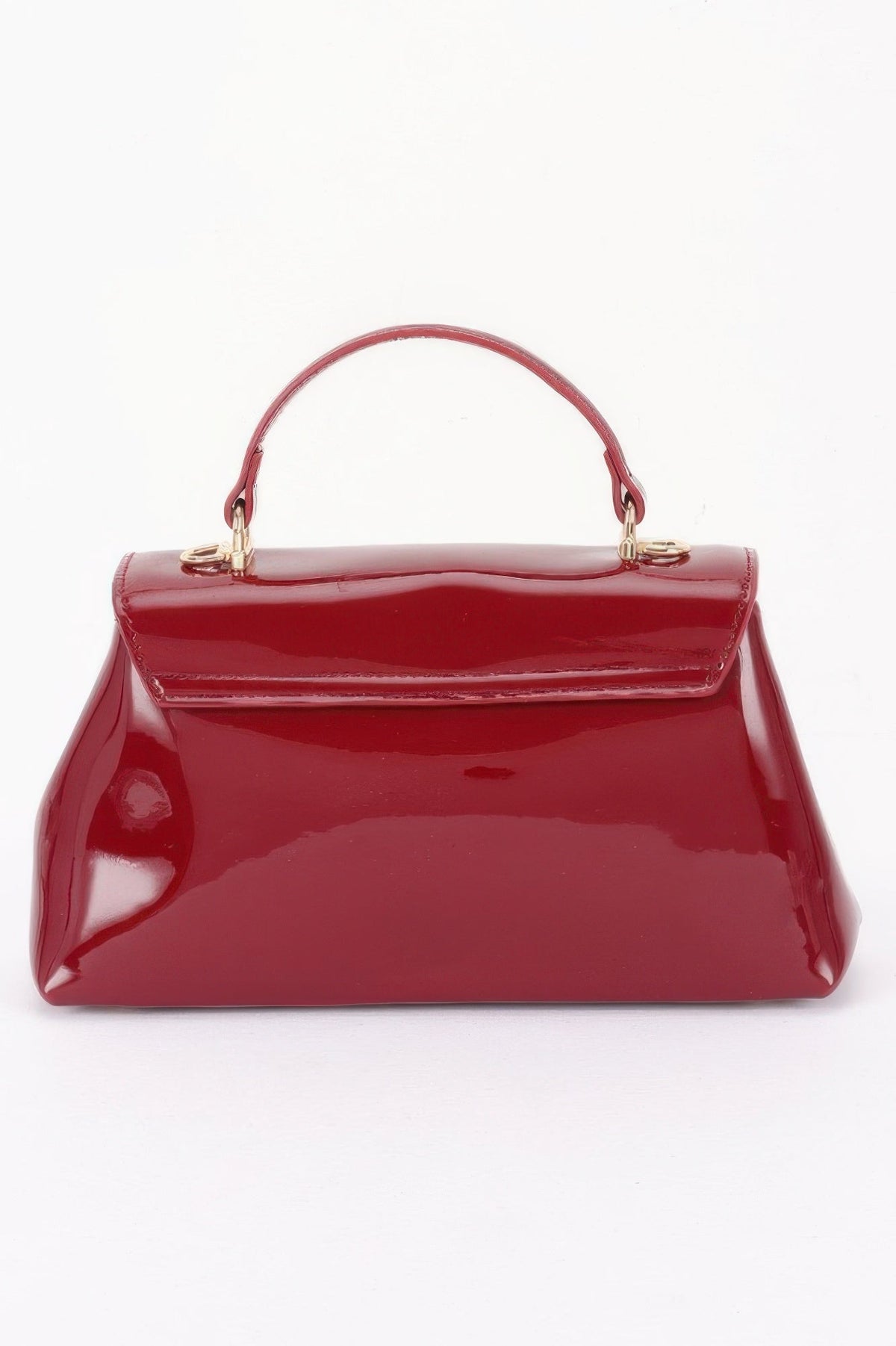 Patent Faux Leather Top Handle Bag