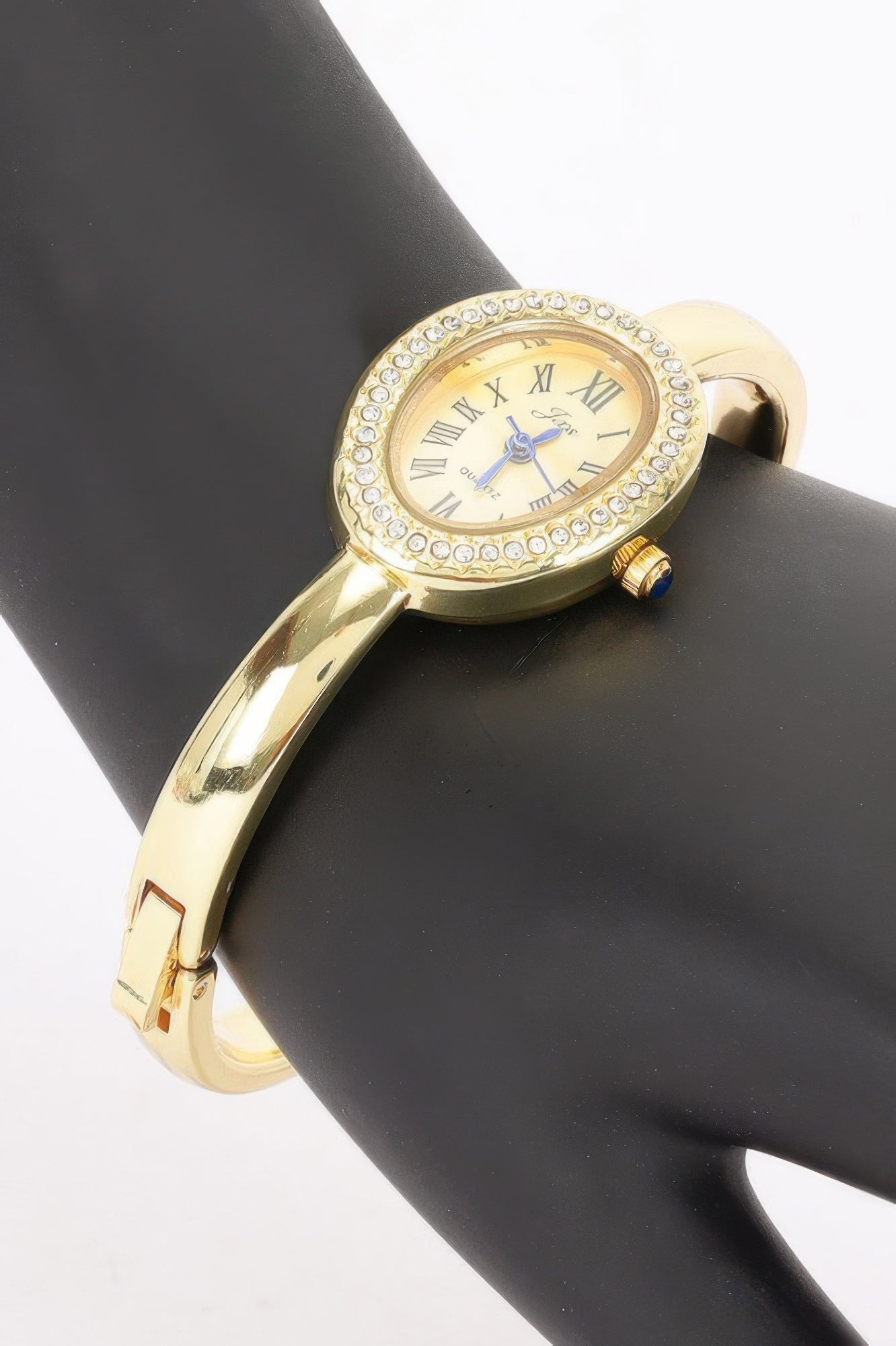 Oval Crystal-encrusted Cuff Watch